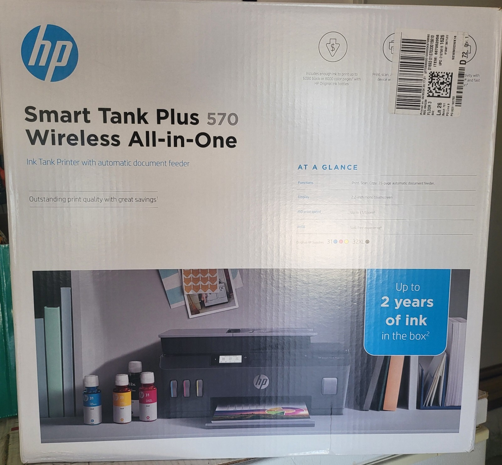HP Smart Tank Plus 570 Wireless Color All-in-One 5HX14A#1H5 – BRAND NEW