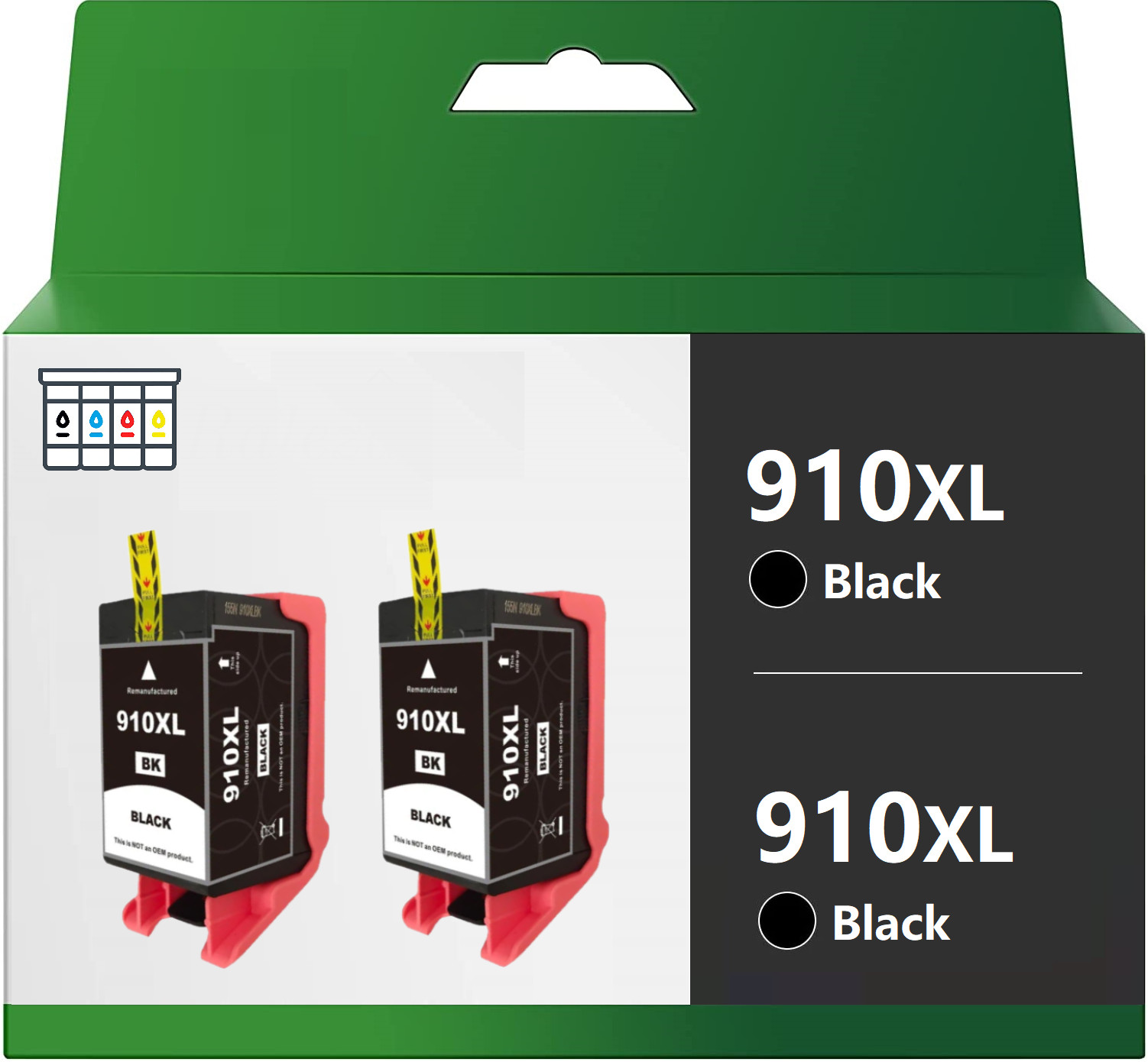 2pk Ink Cartridge for HP 910XL Black OfficeJet 8010 8025 8035 8028 8022