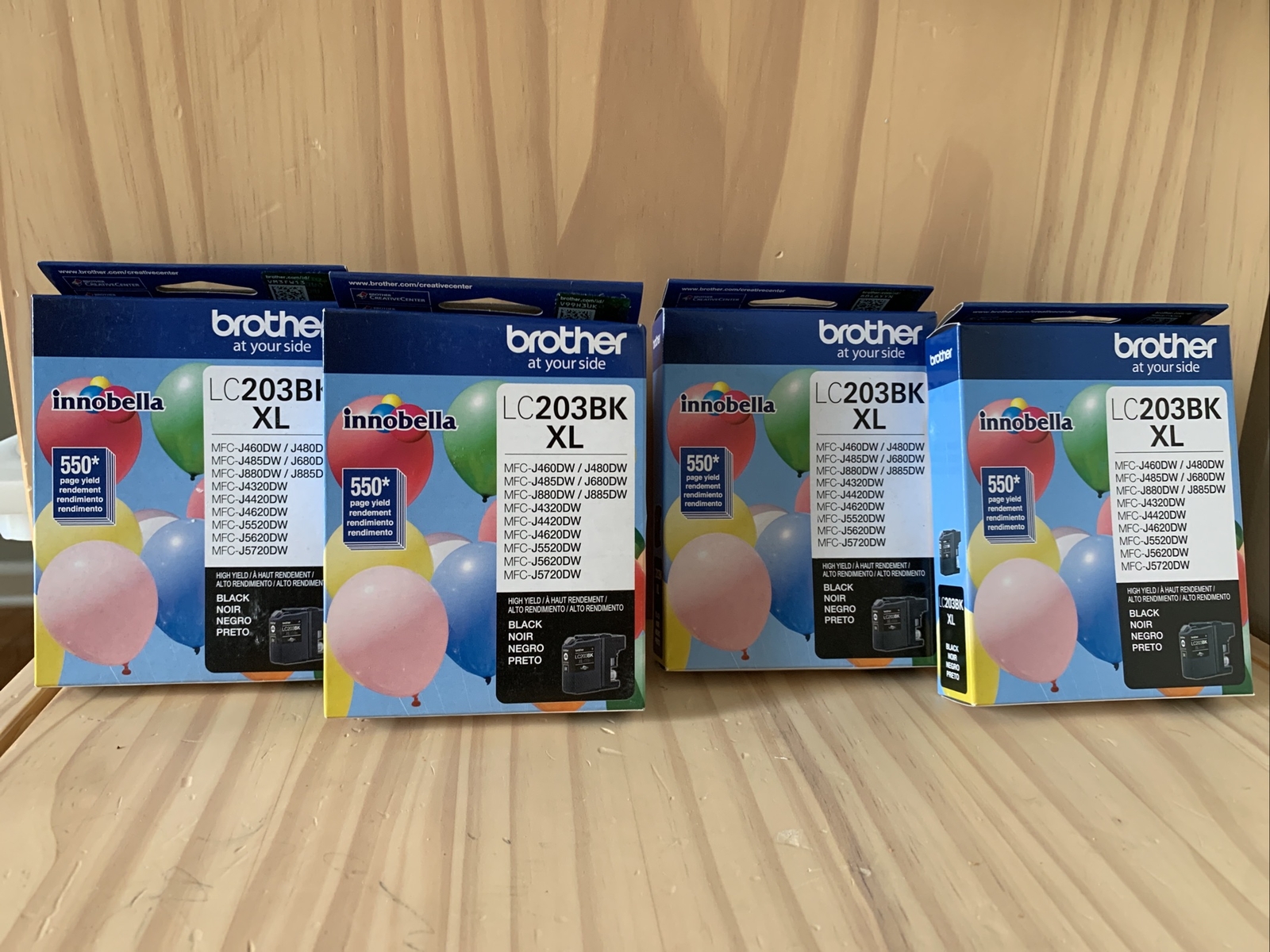 4 Genuine Brother LC203BK XL Black Ink Cartridges New Sealed Exp 2022, 2023
