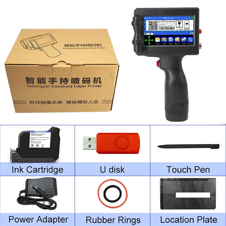 600Dpi Touch Screen Handheld Printer Print Expiry Date Logo Barcode