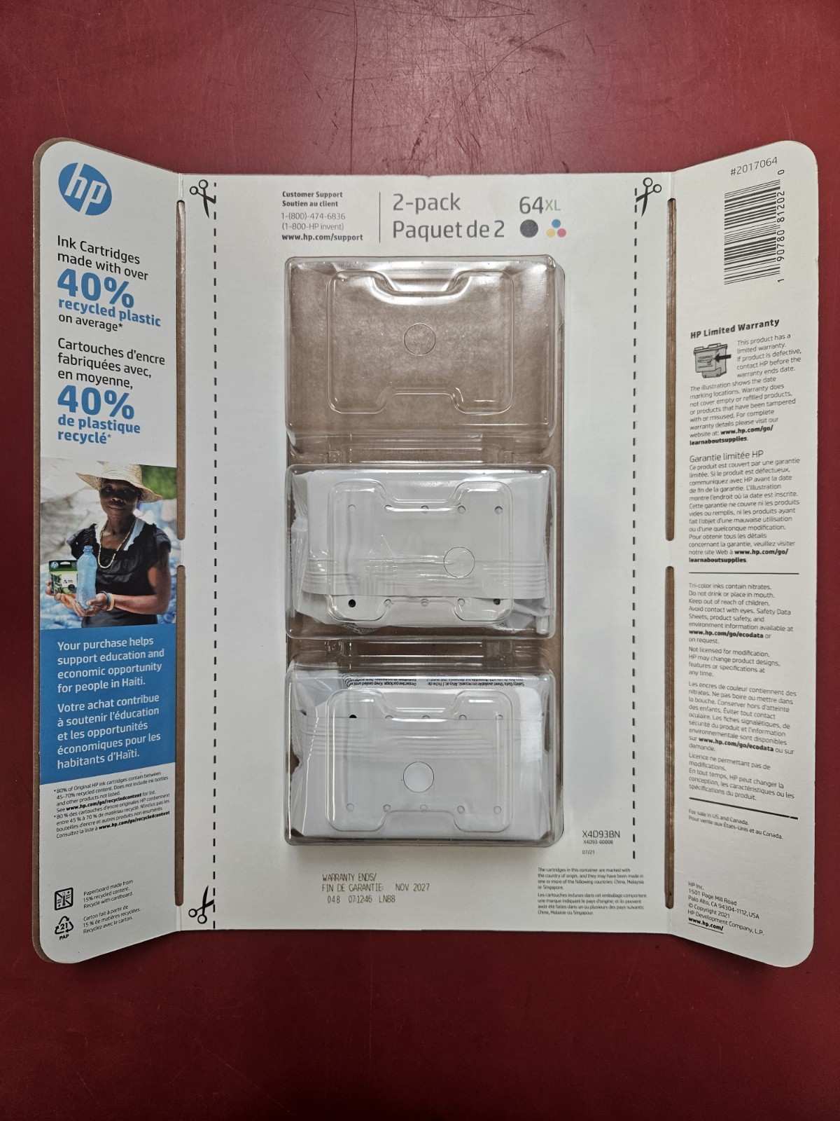 NEW SEALED HP 64XL Ink Cartridges – X4D93BN – 2-Pack (Black & Tri-color)