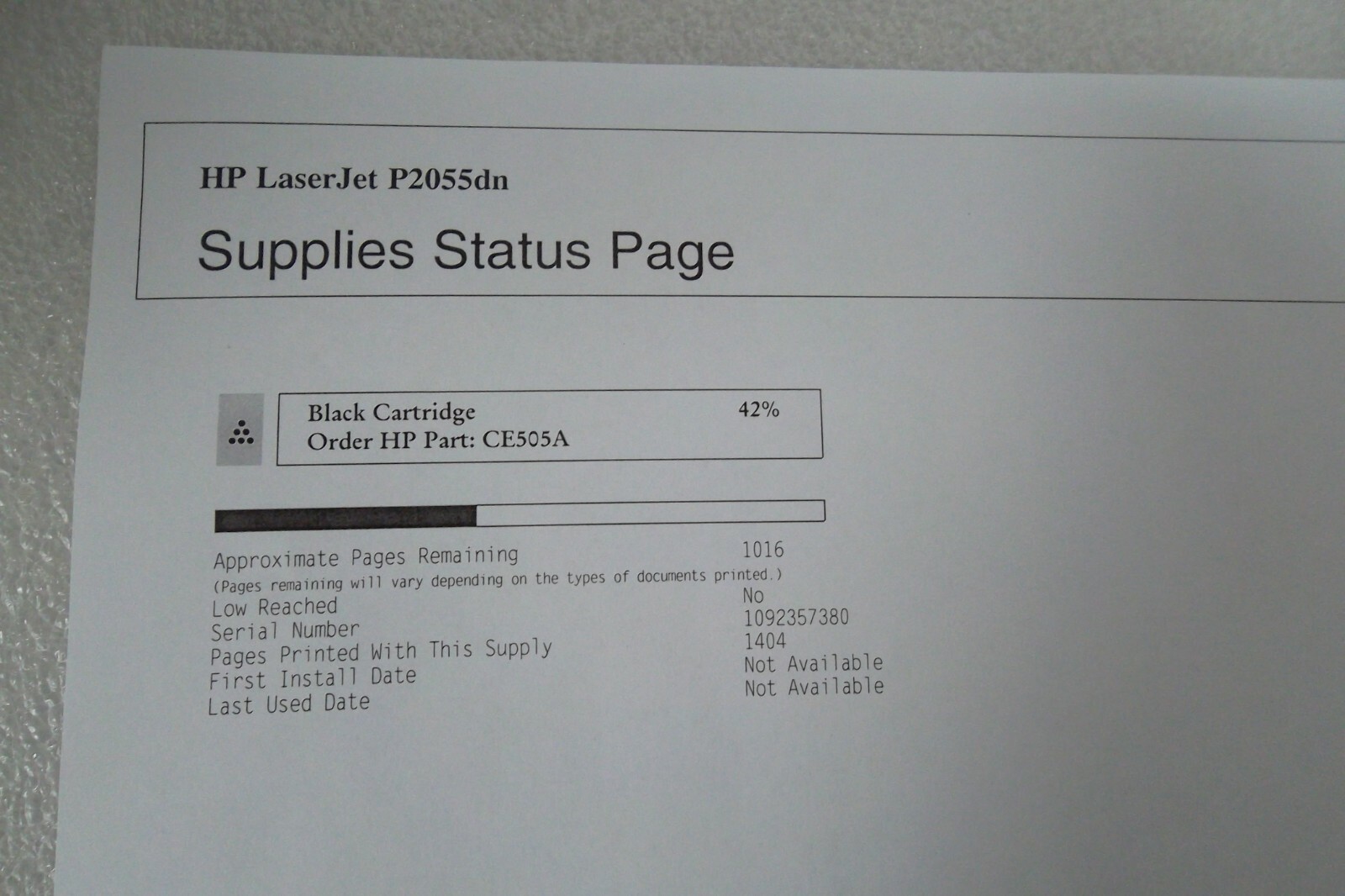 HP P2055dn LaserJet Printer Compact Mono Ethernet USB w/40K Pages 1200dpi CE459A