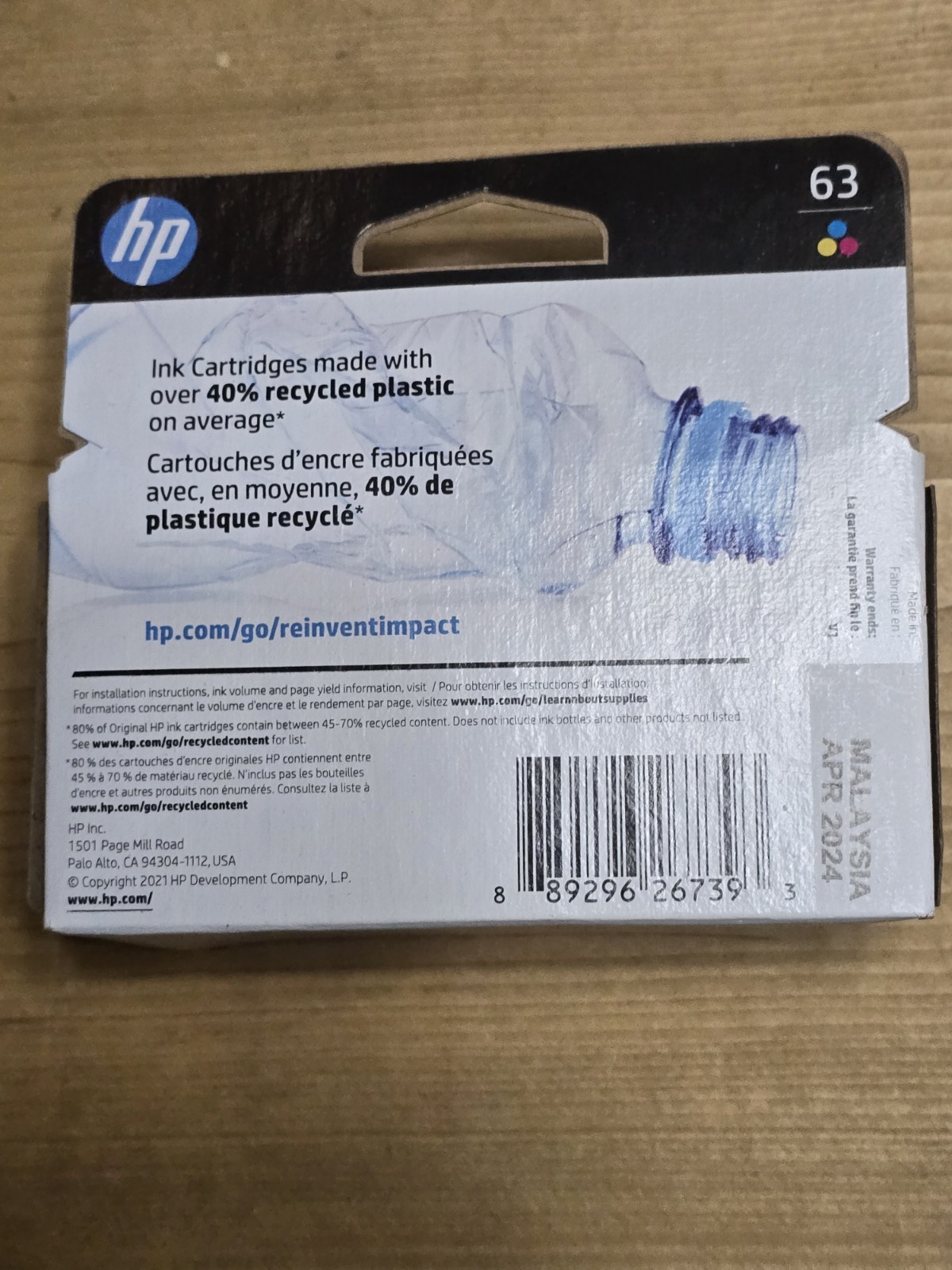 HP 63 Tri-color Ink Cartridge *04/2023* | Works with HP DeskJet 1112, 2130, 3630
