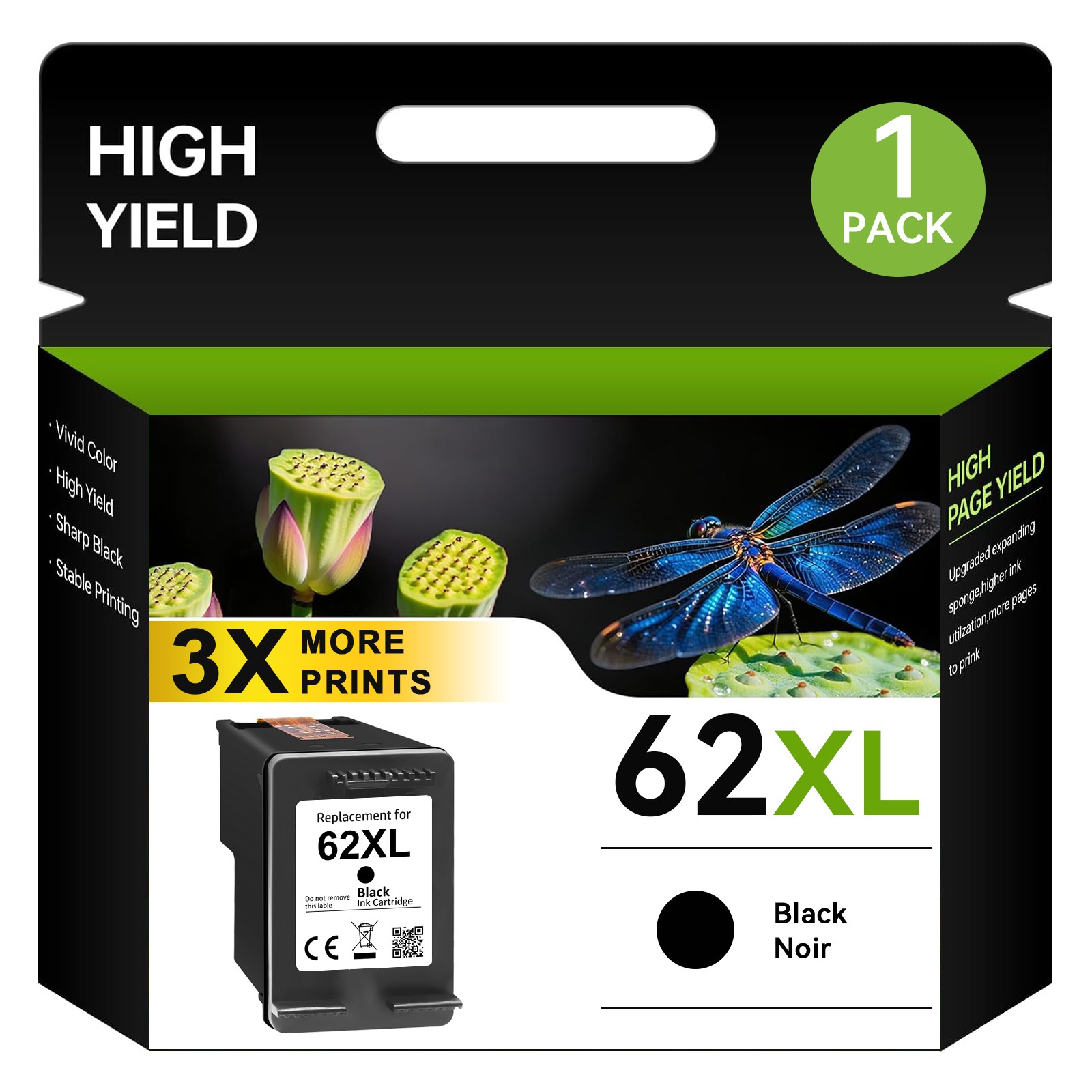 62XL Black Color #62 Ink For HP 62XL OfficeJet 5740 Envy 7640 5540 5640 5660 Lot