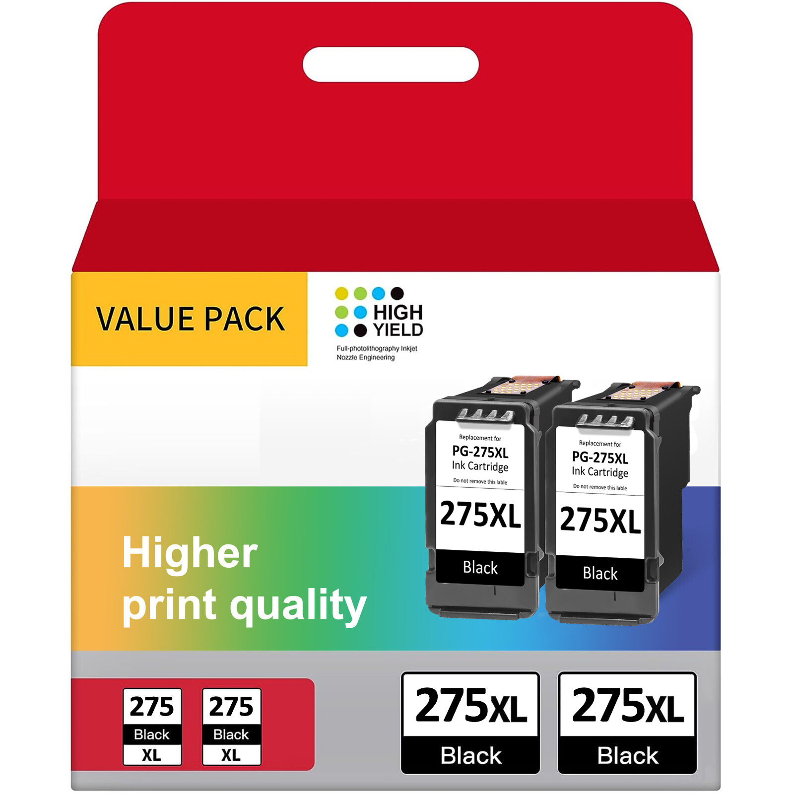 2 Pack PG-275XL Black Ink Cartridges for Canon Pixma TS3522 TR4720 TS3500 TR4700