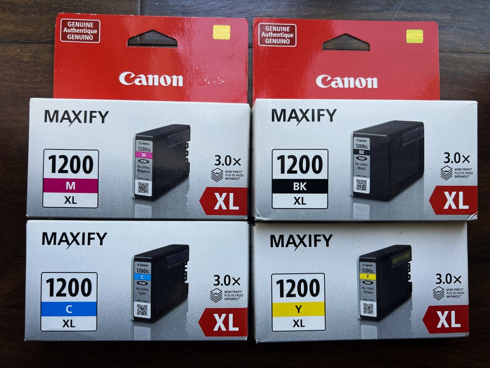 Genuine Canon MAXIFY PGI-1200 XL Black Cyan Magenta Yellow OEM Ink Cartridge Set