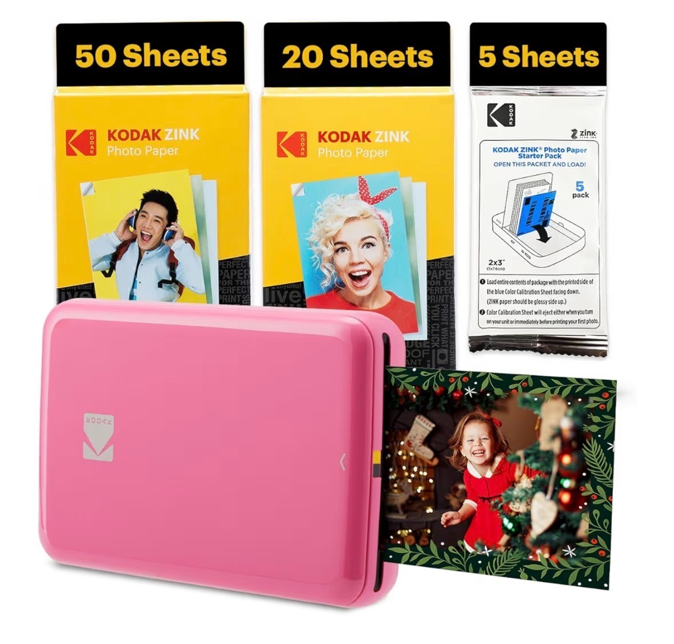 Kodak Step Instant Mobile Photo Printer Pink Bluetooth Prints 2″x3″ Smudge-Proof