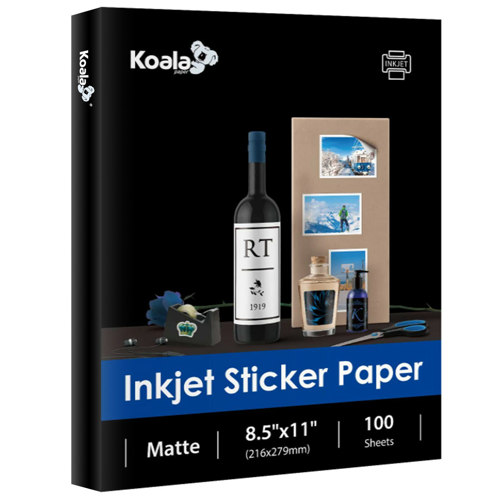 100 Full Sheets Label – Koala Sticker Paper for Inkjet + Laser Printers 8.5×11