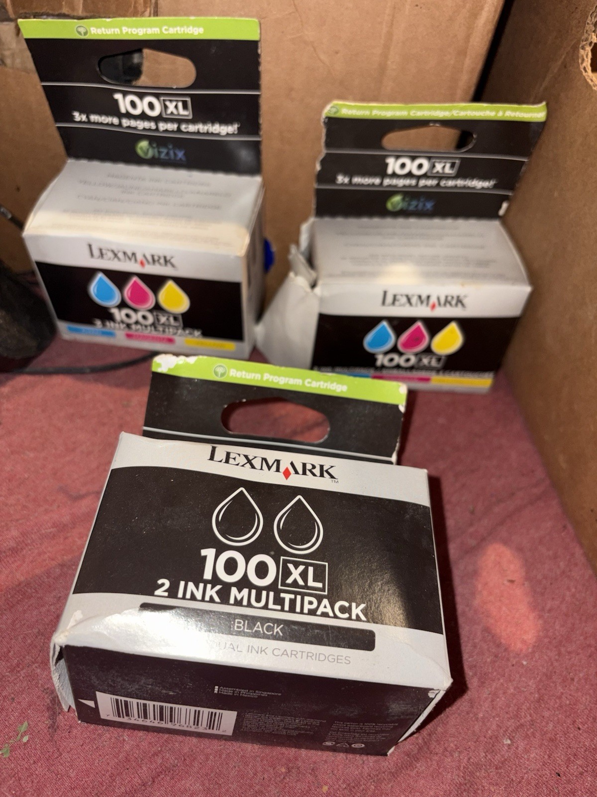 Lot Of 3 Lexmark 100XL Black Ink Cartridge 1 Lexmark Color Ink Cartridge New