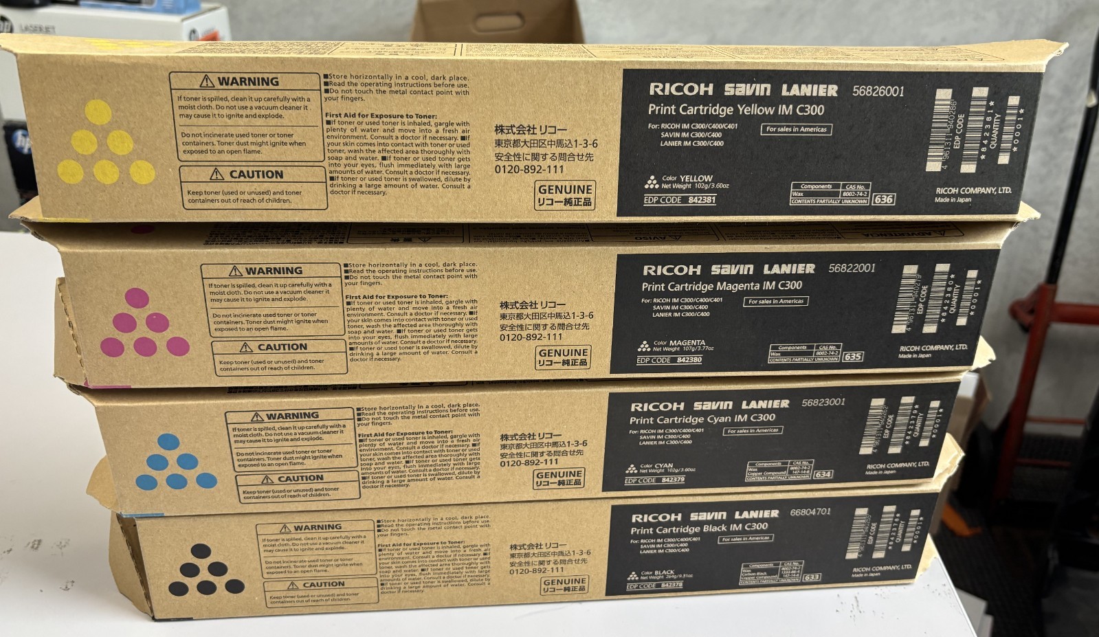 Set Ricoh Genuine IM C300 Toner Print Cartridges KCMY Original OEM – C Details