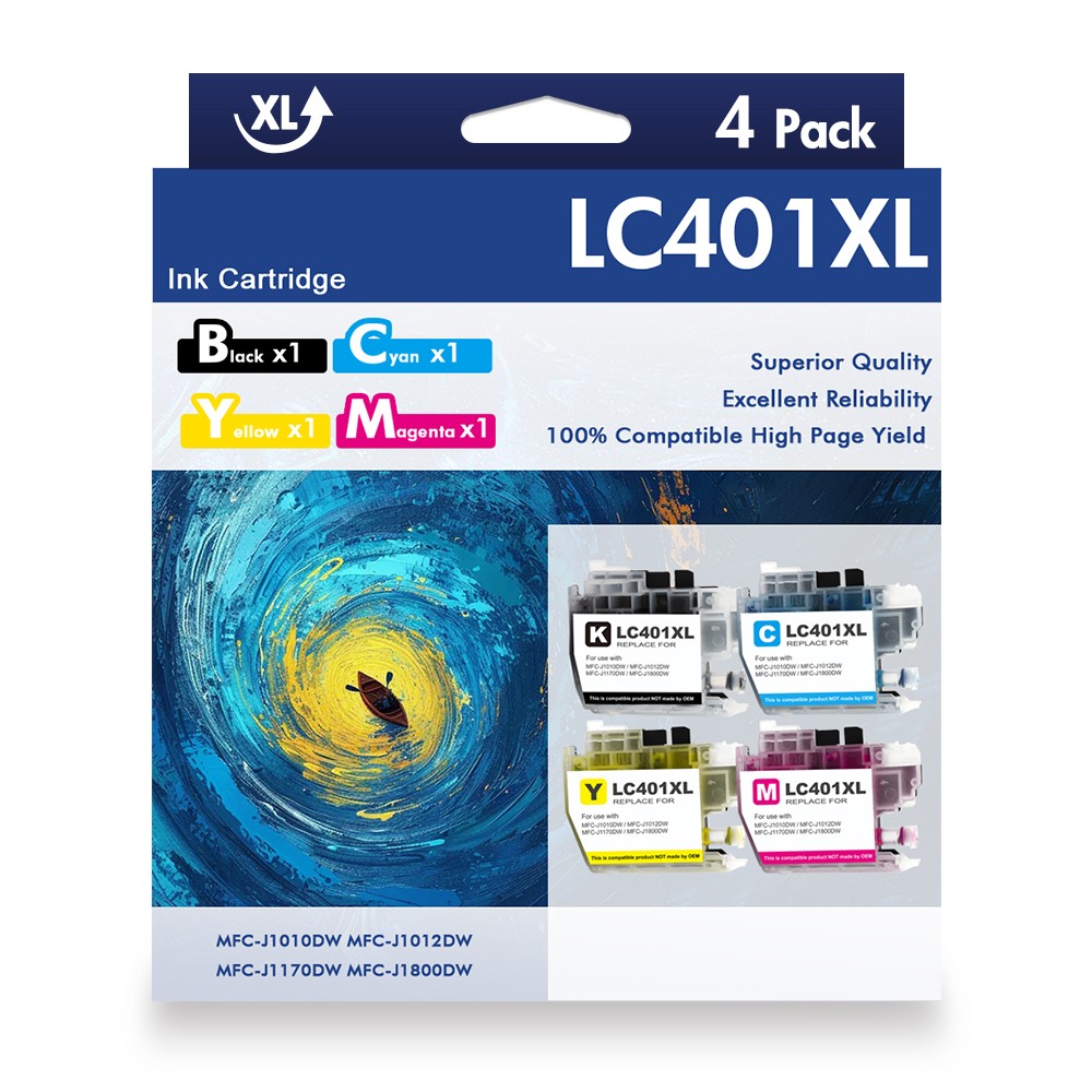 LC401XL LC-401 XL Ink Cartridges for Brother MFC-J1010DW MFC-J1170DW MFC-J1012DW