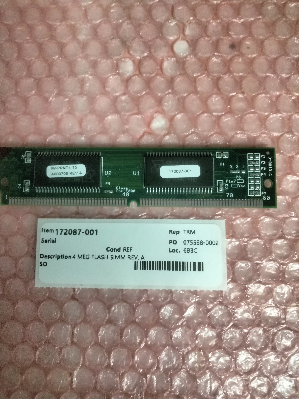 PRINTRONIX 172087-001 4 MEG FLASH SIMM REV. A