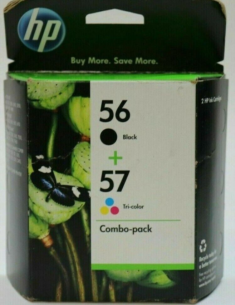2 Pack GENUINE NEW HP 56/57 (C6656AN/C6657AN) Ink Cartridges
