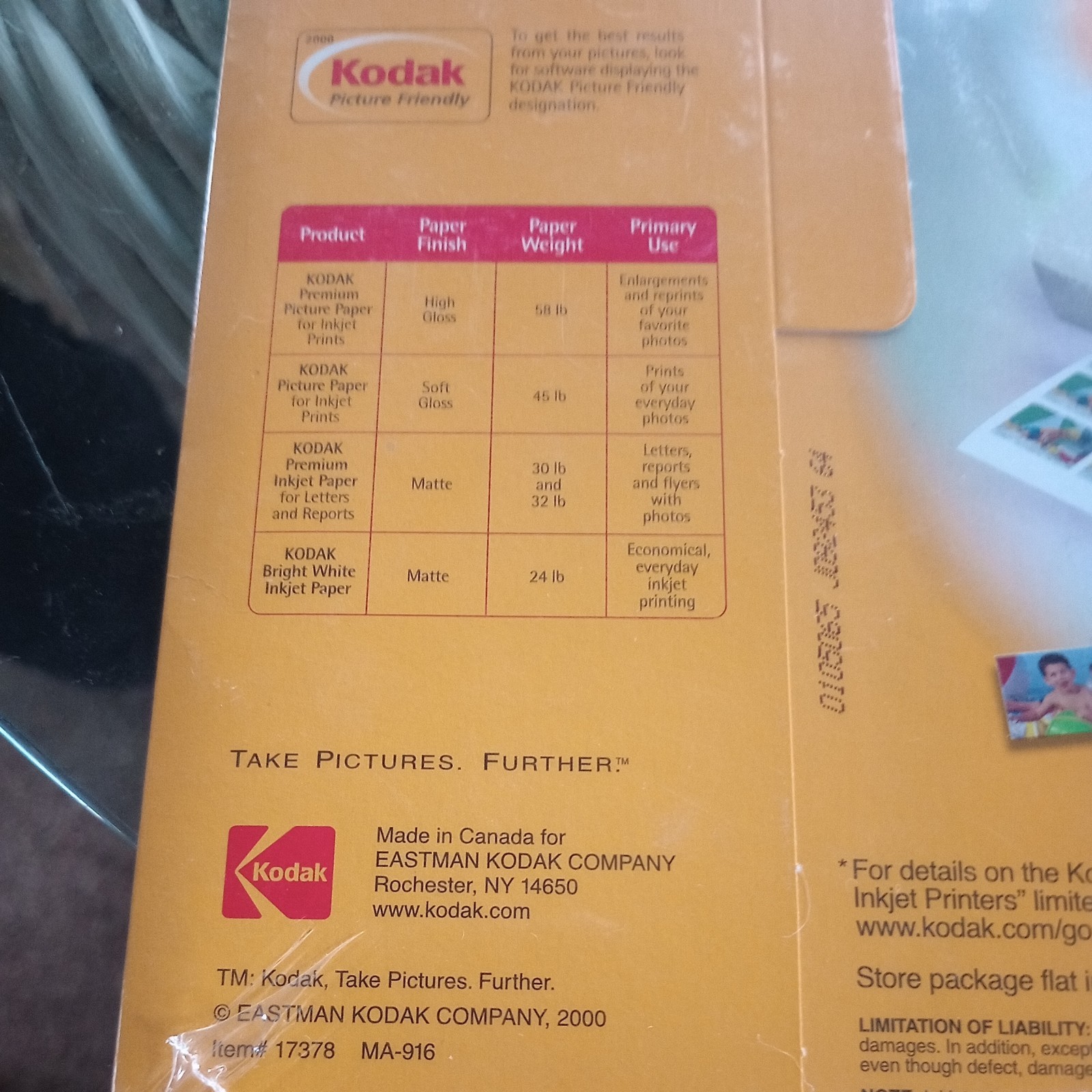 Kodak Wallet Size 2.25 X 3.5” Inkjet Photo High GlossPaper 174 Prints 1 open