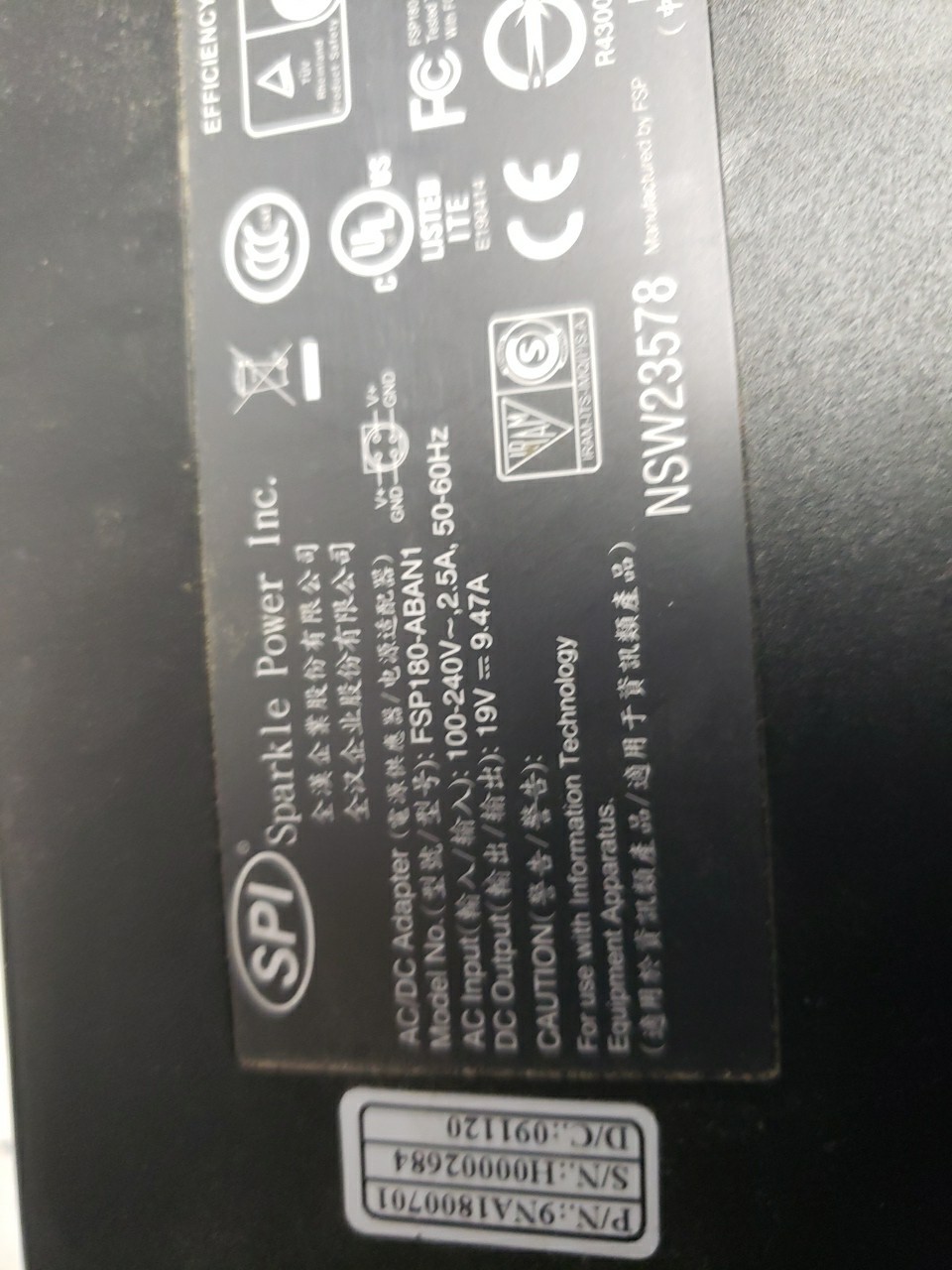 FSP Group 180W (19V 9.47A) 4-Pin AC Power Adapter FSP180-ABAN1 FREE SHIP