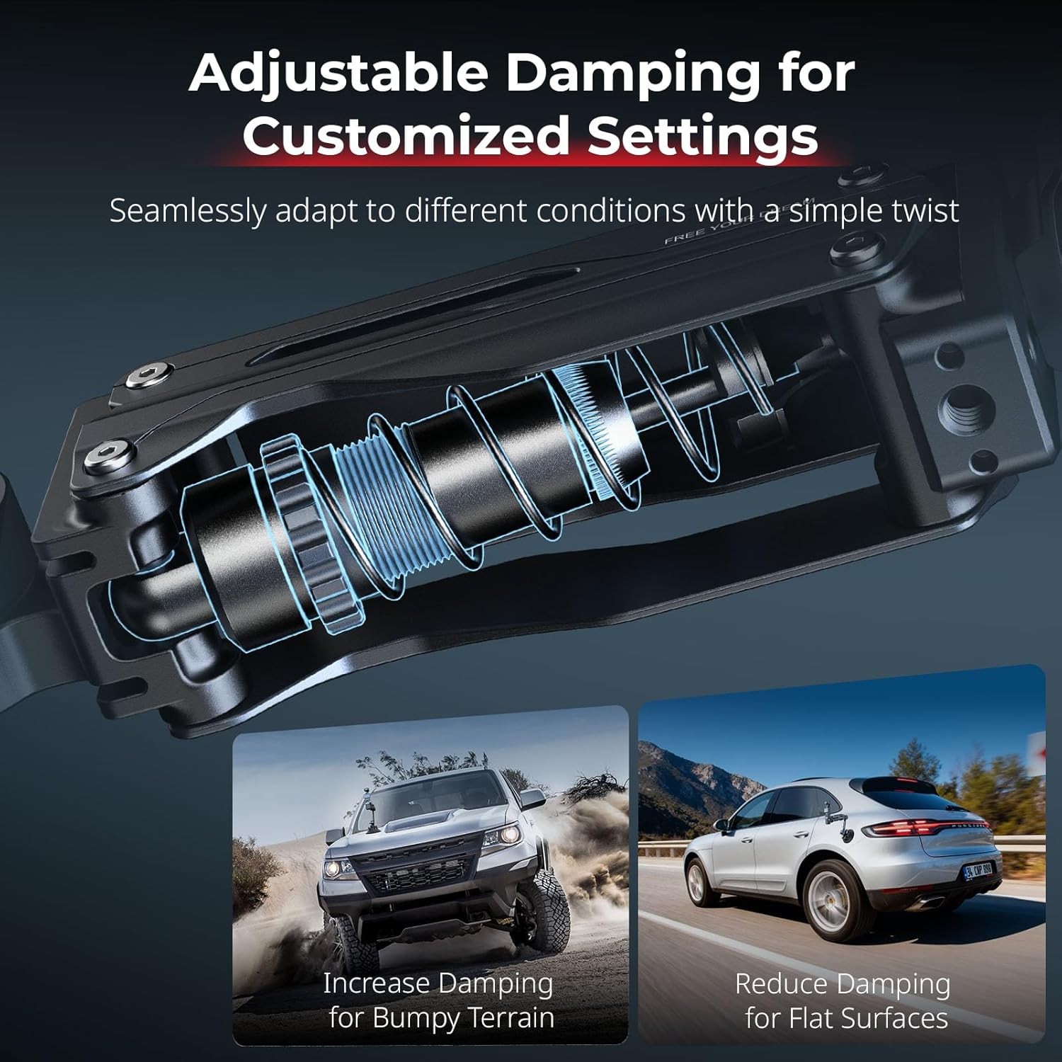 SmallRig Mini Electronic Shock Absorber Arm, 5in Suction Cup Car Mount for DJI
