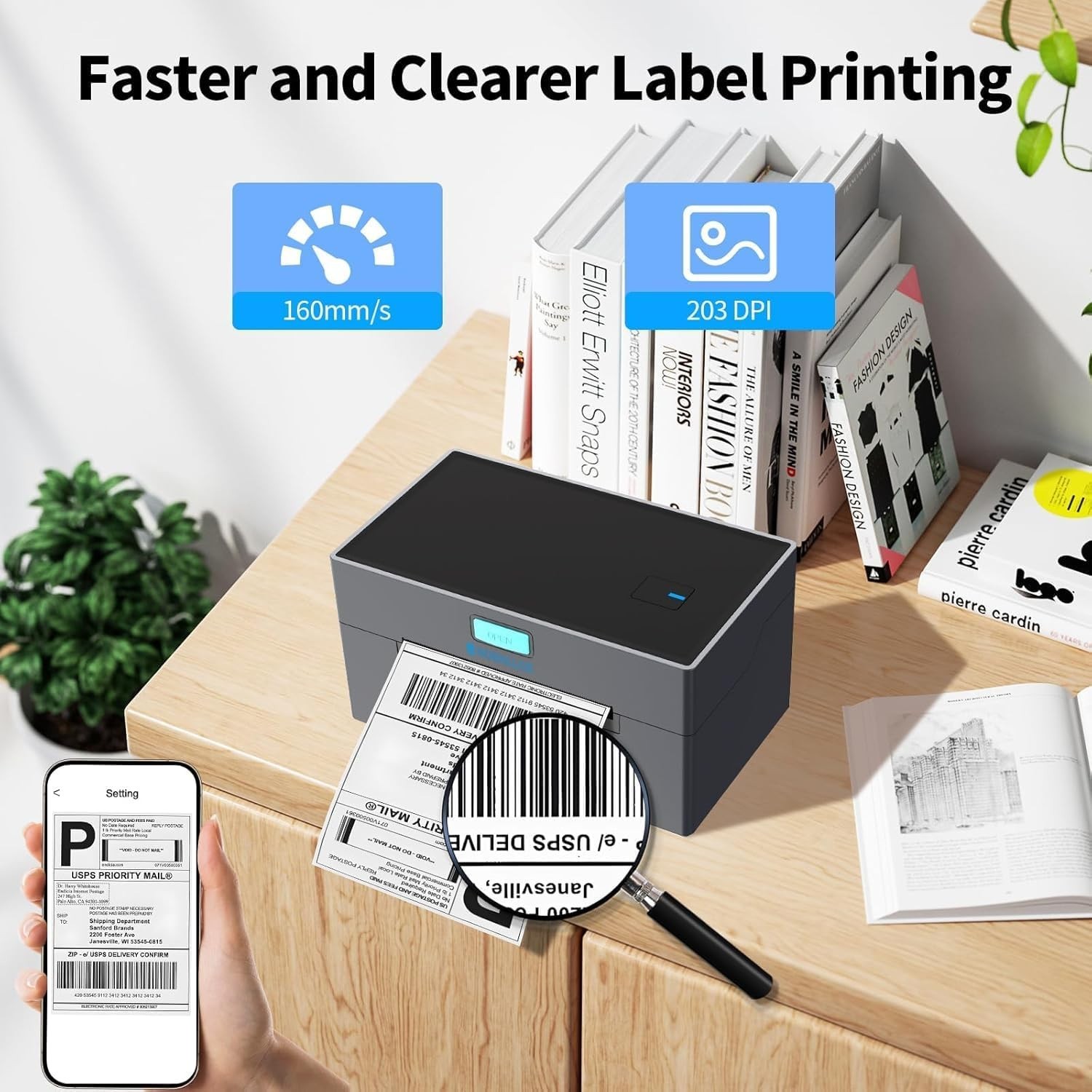 Thermal Shipping Label Printer 4×6 Bluetooth Shipping Printer Small Business