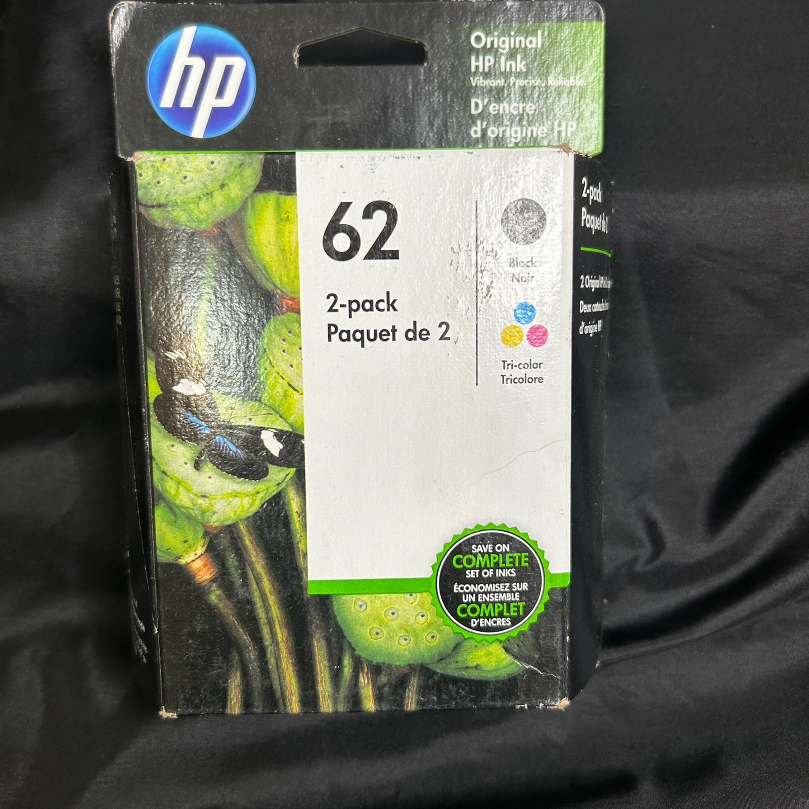 HP 62 Black Tri-Color Ink Cartridges N9H64FN Sealed Retail Box Exp. Nov. 2023