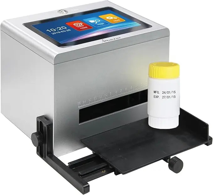 Chipless desktop inkjet printer prints date, logo, QR code barcode variable data