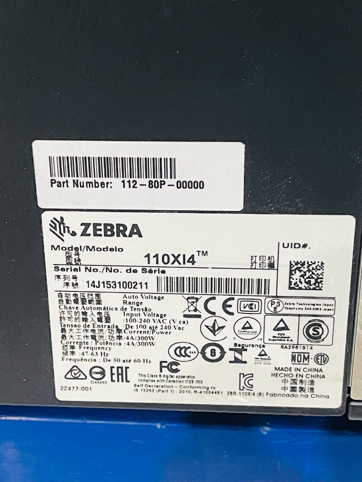 Zebra 110XI4 Barcode Label Printer