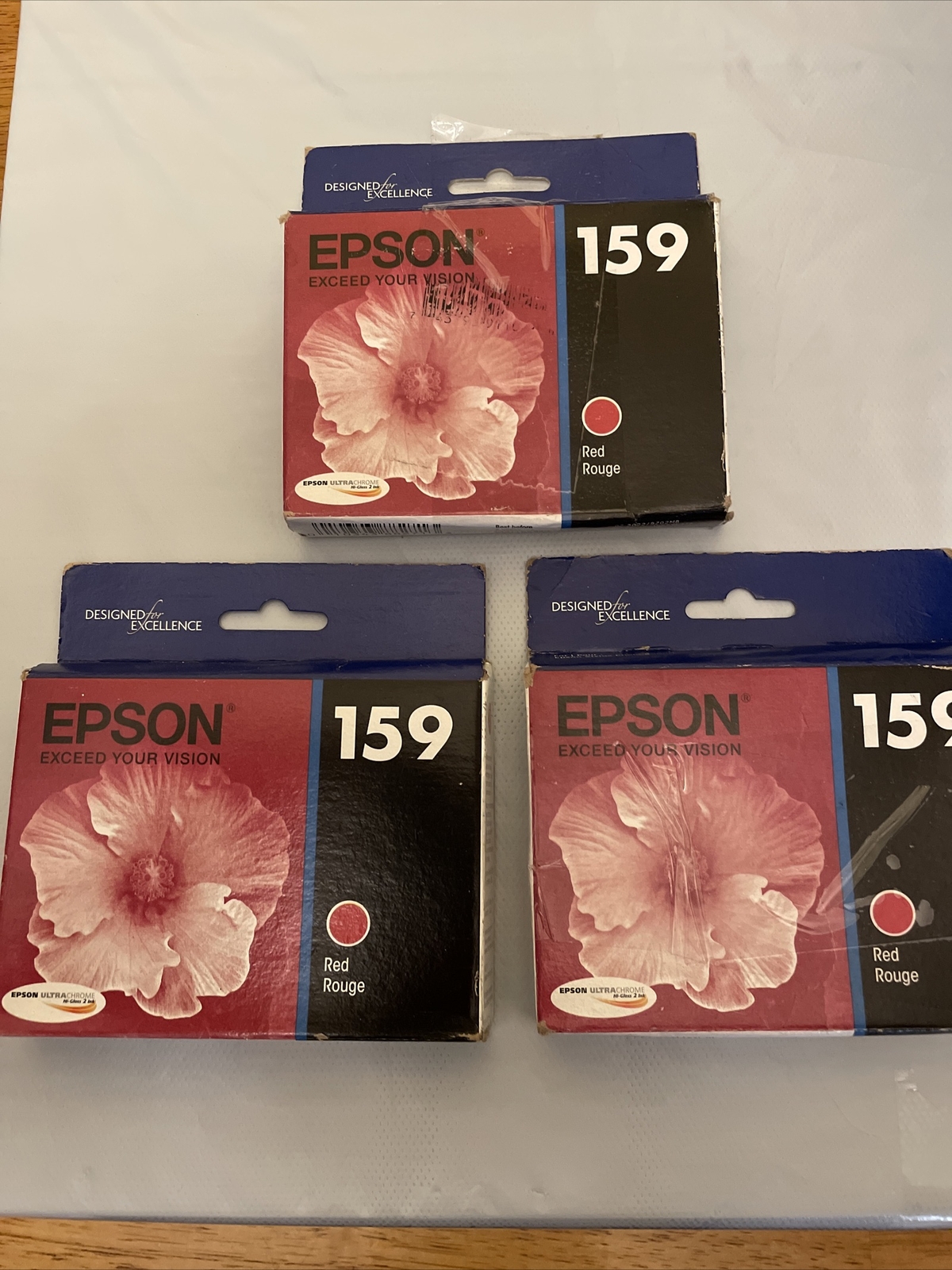 3 Genuine Epson 159 Red Cartridge T1597 Stylus PhotoR2000 07/2022
