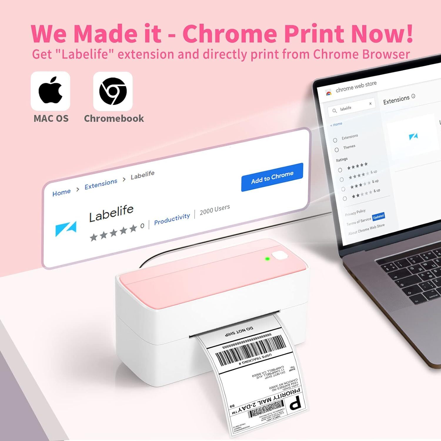 Bluetooth Shipping Label Printer for Shipping Packages Label Maker UPS USPS LOT