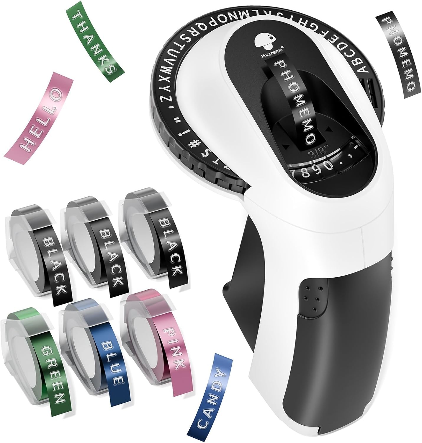 3D Embossing Label Maker with 5 Color Label Tapes 3/8″ for Dymo Omega Xpress