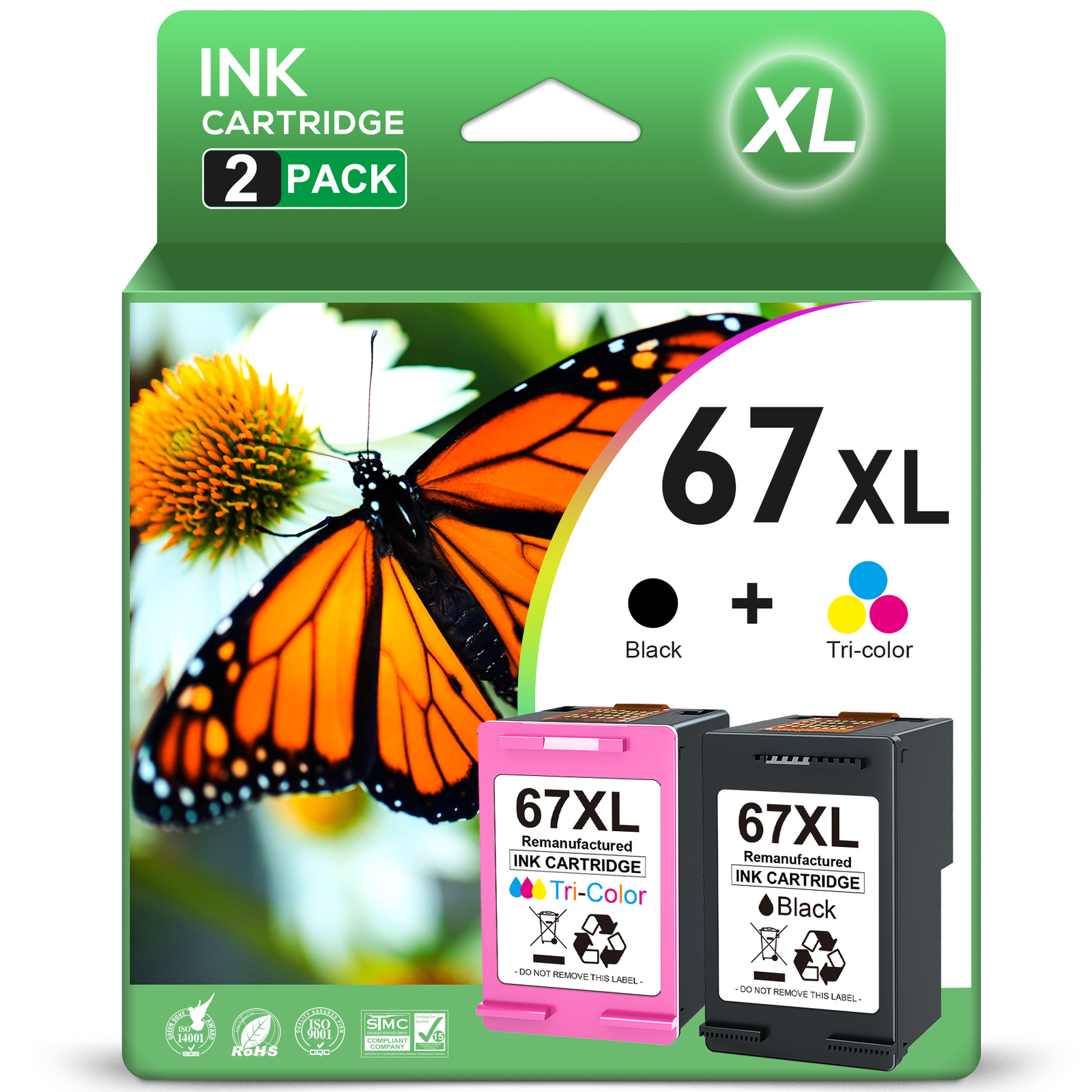 67XL Ink Cartridge for HP 67 Ink Deskjet 2700e 2752e 2800e 2755e Envy 6055e 6458