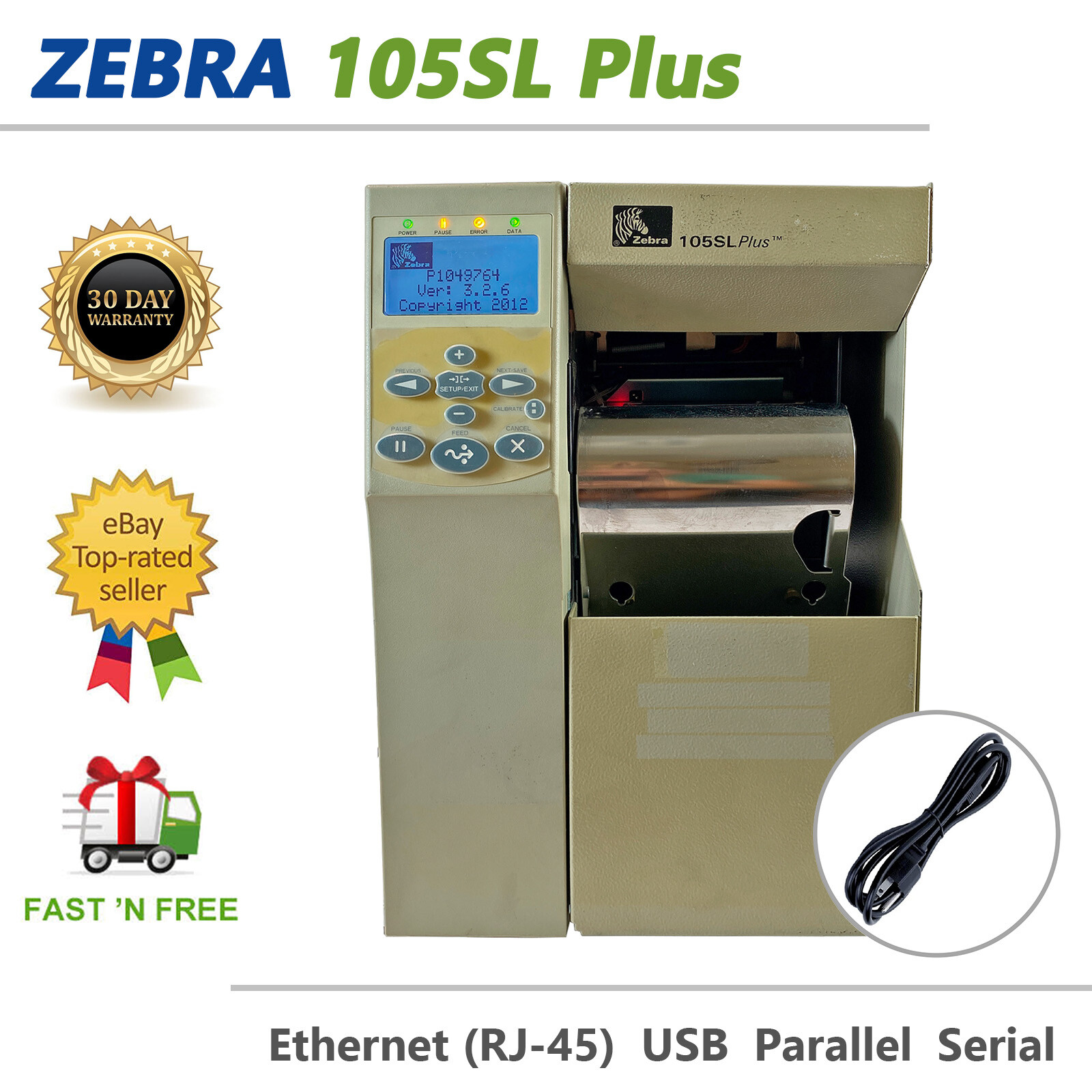 Zebra 105SL Plus Thermal Transfer Barcode Printer Peeler Rewinder Zebra Firmware