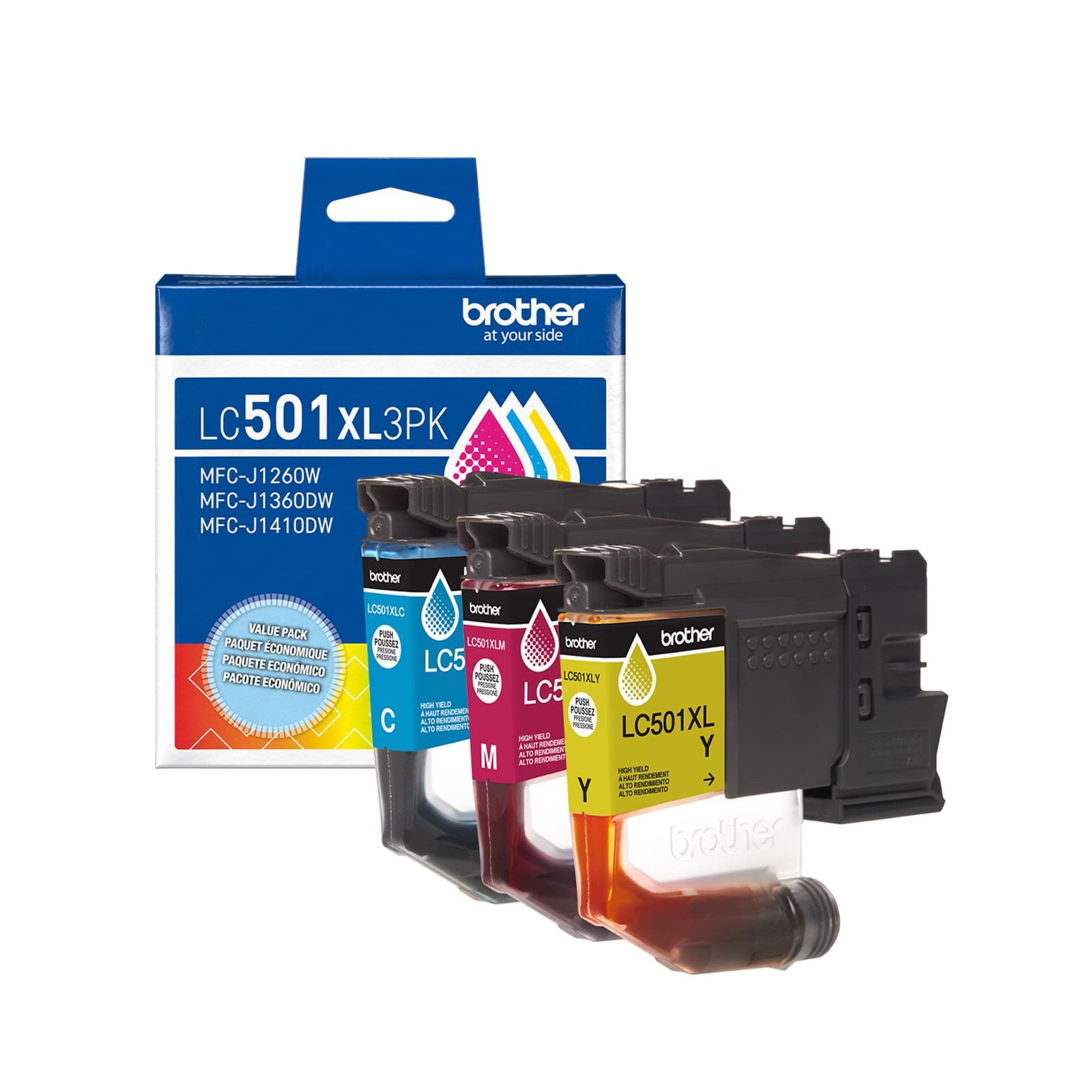 Cartridge LC501XL3PK High Yield Cyan Magenta Yellow 3 Pack Brother Ink