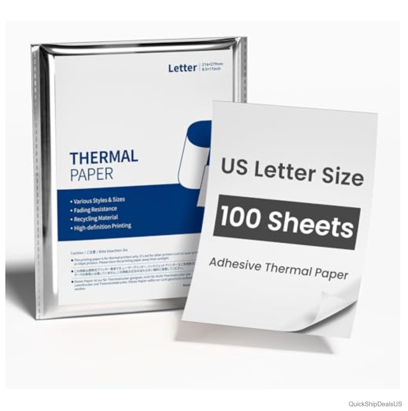 Adhesive Thermal Paper 8.5×11 100 Sheets Letter Size Shipping Labels Peel and
