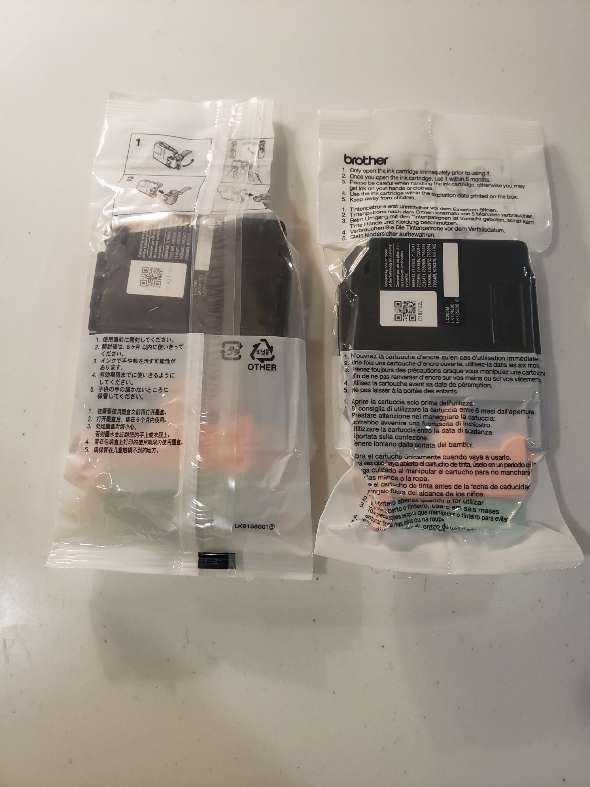 2 Brother LC203 XL Genuine Cyan Magenta High Yield Ink Cartridges