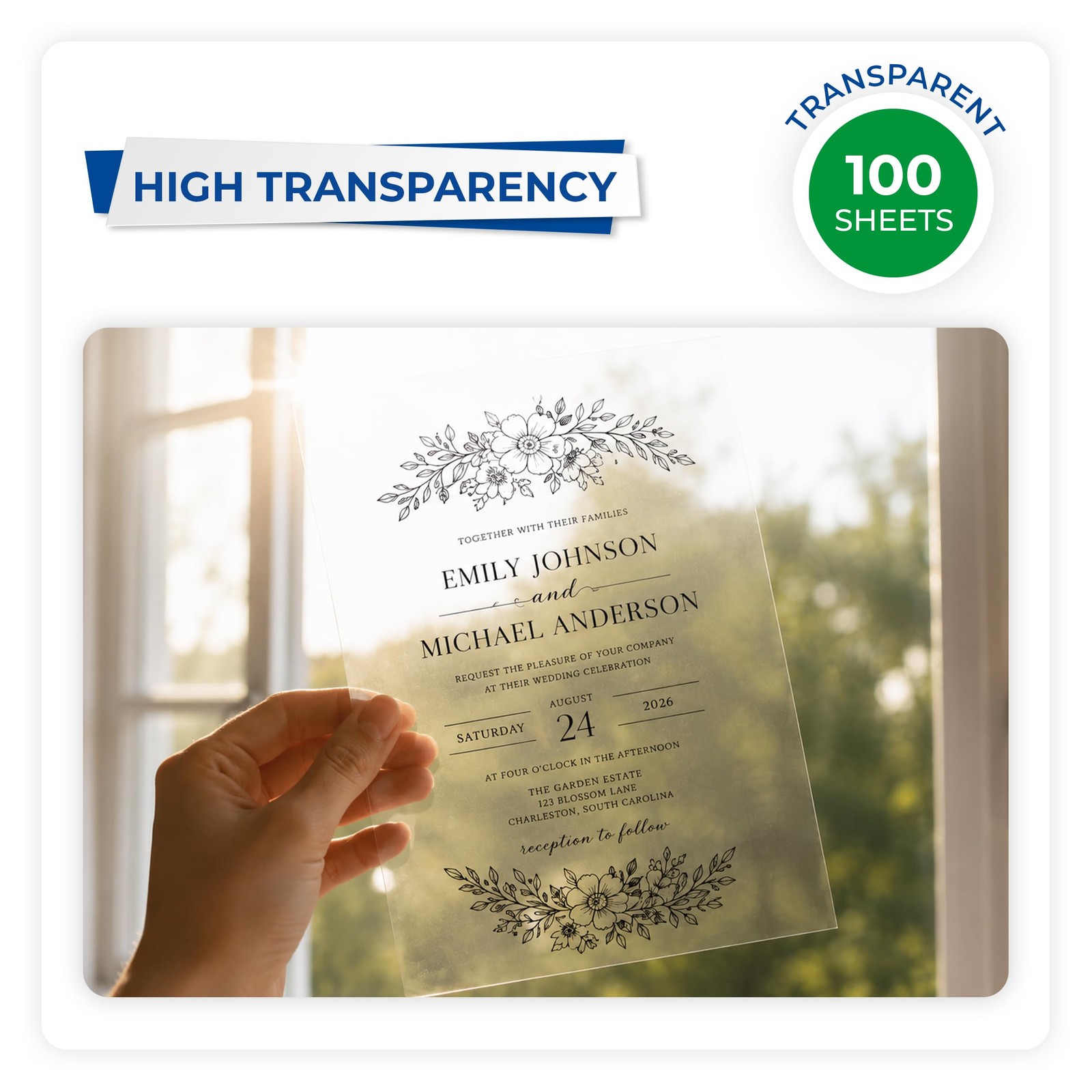 100 PCS 8.5×11 Inch Clear Transparency Film Laser Printers 4 Mil PET