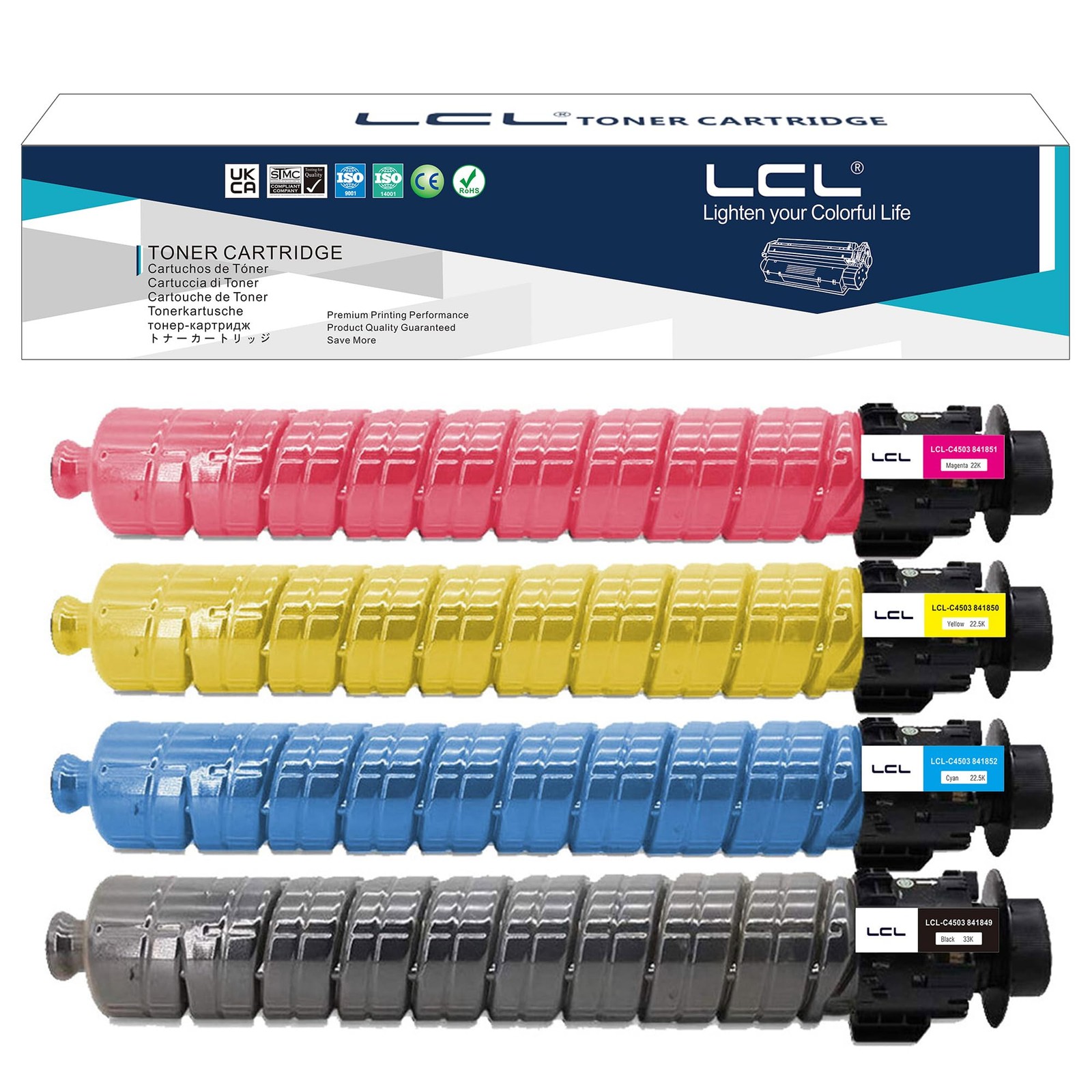 LCL Compatible Toner Cartridge Replacement for Ricoh 841849 841852 841851 841850