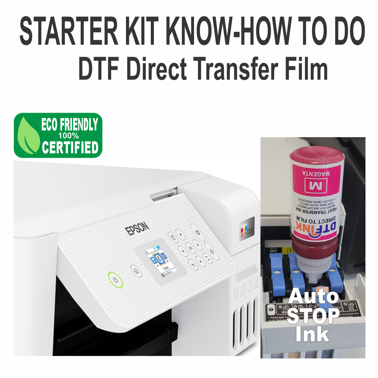 Epson Printer with Sublimation ink Heat Transfer Direct DTF T- Shirt Starter Kit