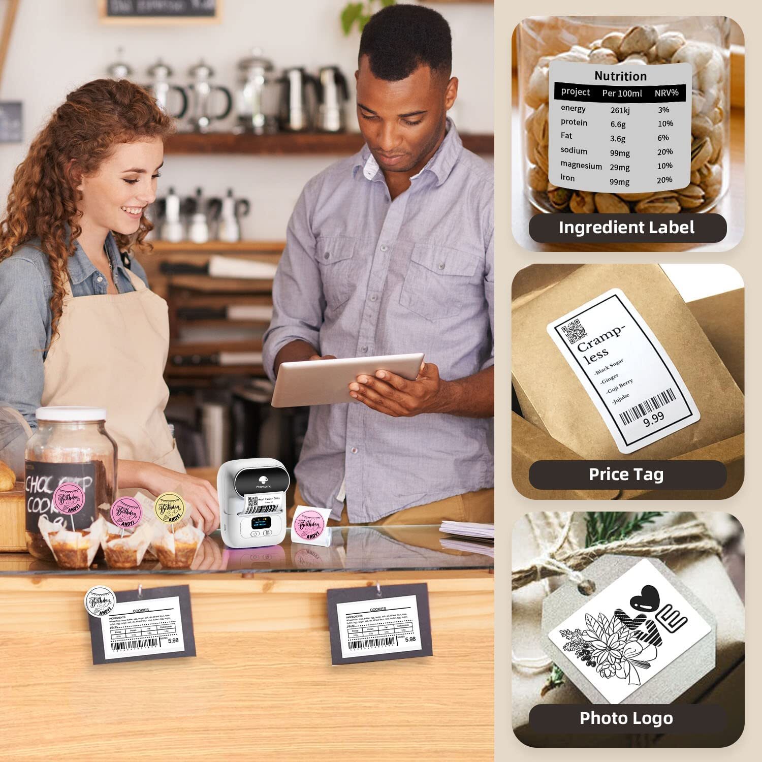 Phomemo M110 Bluetooth Printer Thermal Barcode Printer Best Gift +3 Roll Paper