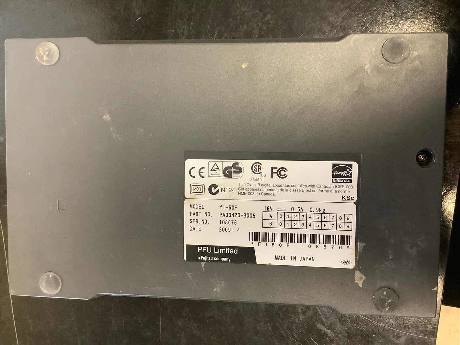 Fujitsu Scanner fi-60f UNTESTED No Lid