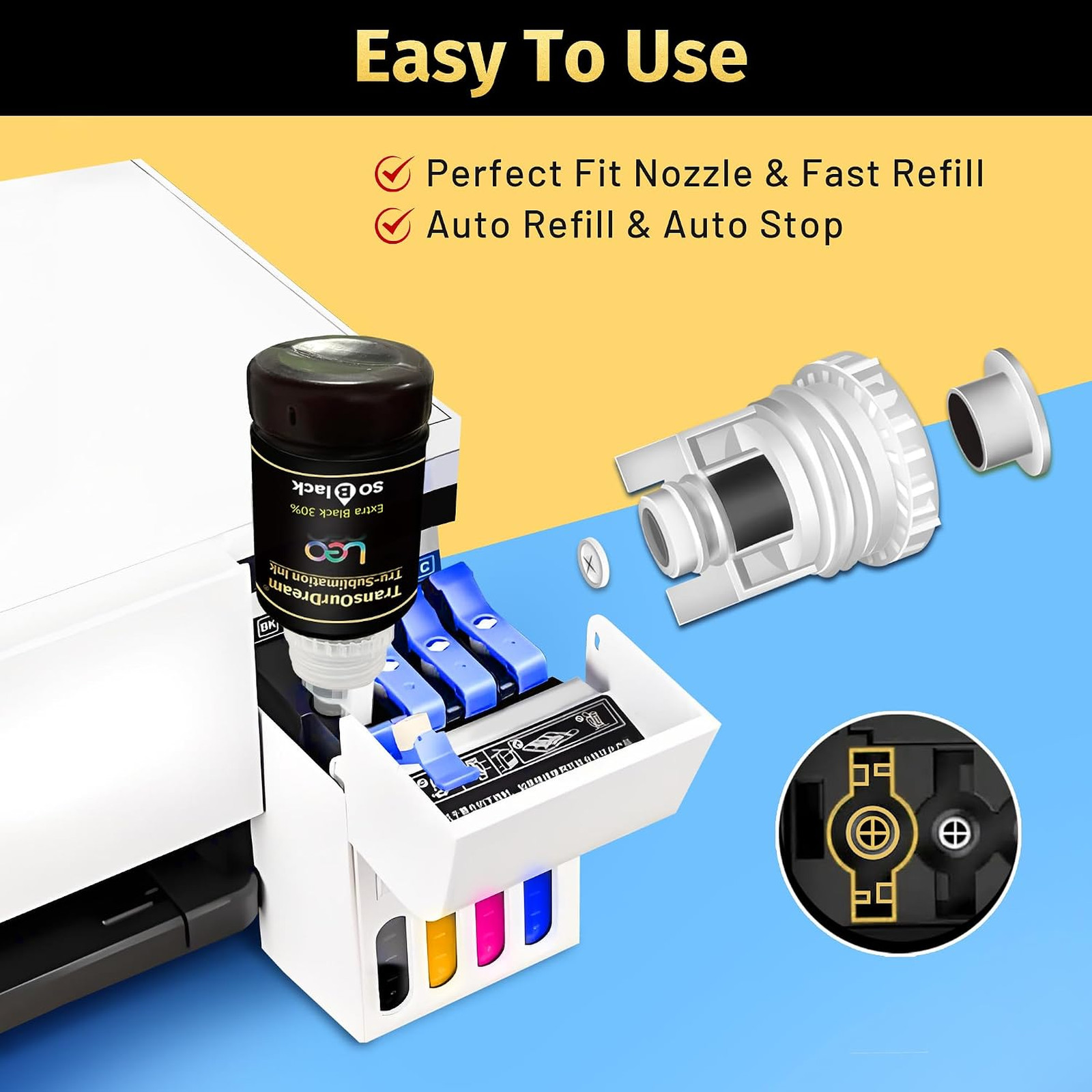 Sublimation Ink 337ml Auto-Refill Bottles For ET-2400 ET-2720 ET-2760 ET-2750