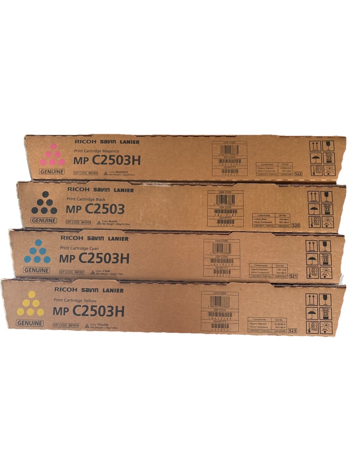 Ricoh MP C2503H Genuine Toner Cartridges Set Of 4 C,M,Y,K FOR MP C2503 – NEW