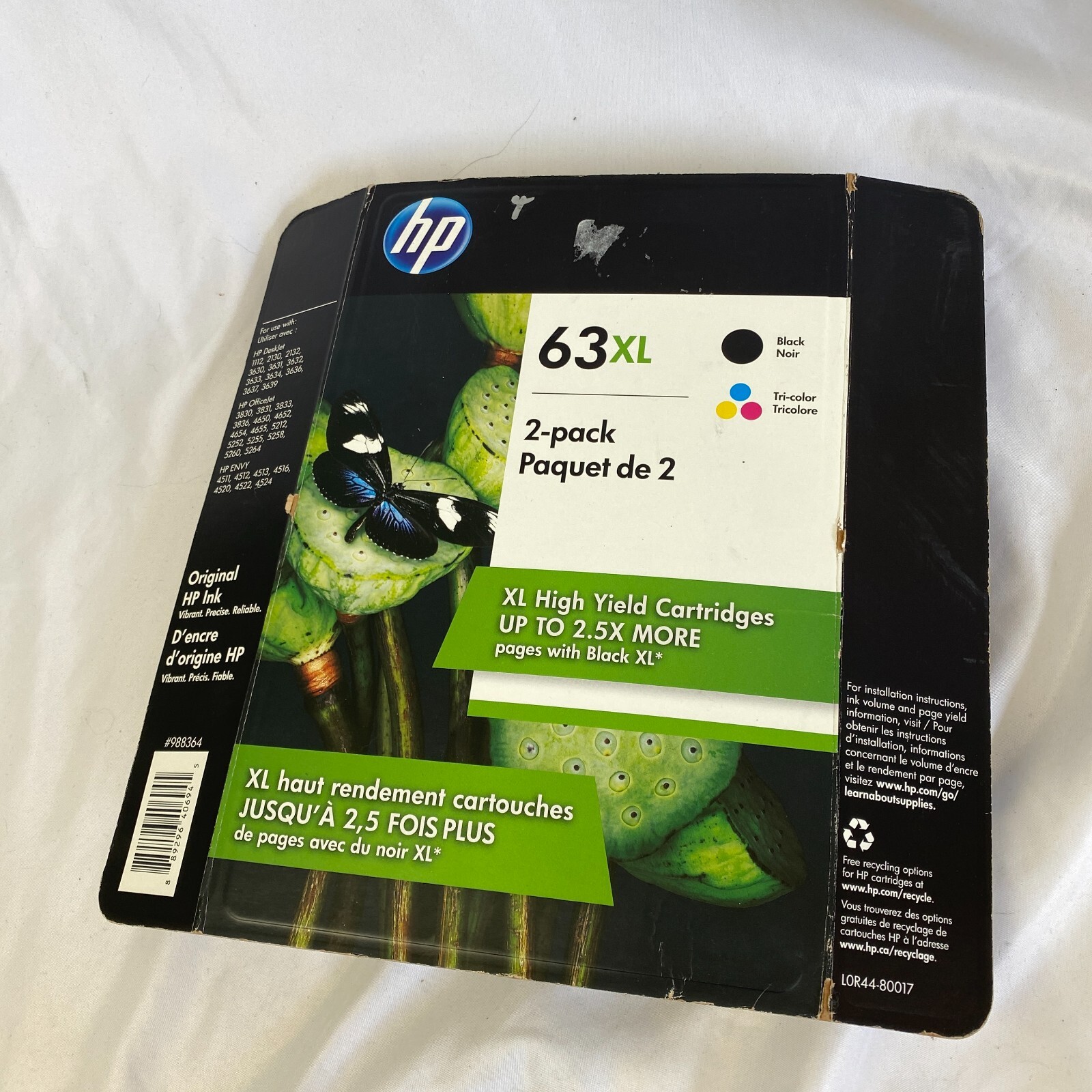 HP 63XL Black/Tri-color Original Ink Cartridges 2 Pack EXP 5/2022