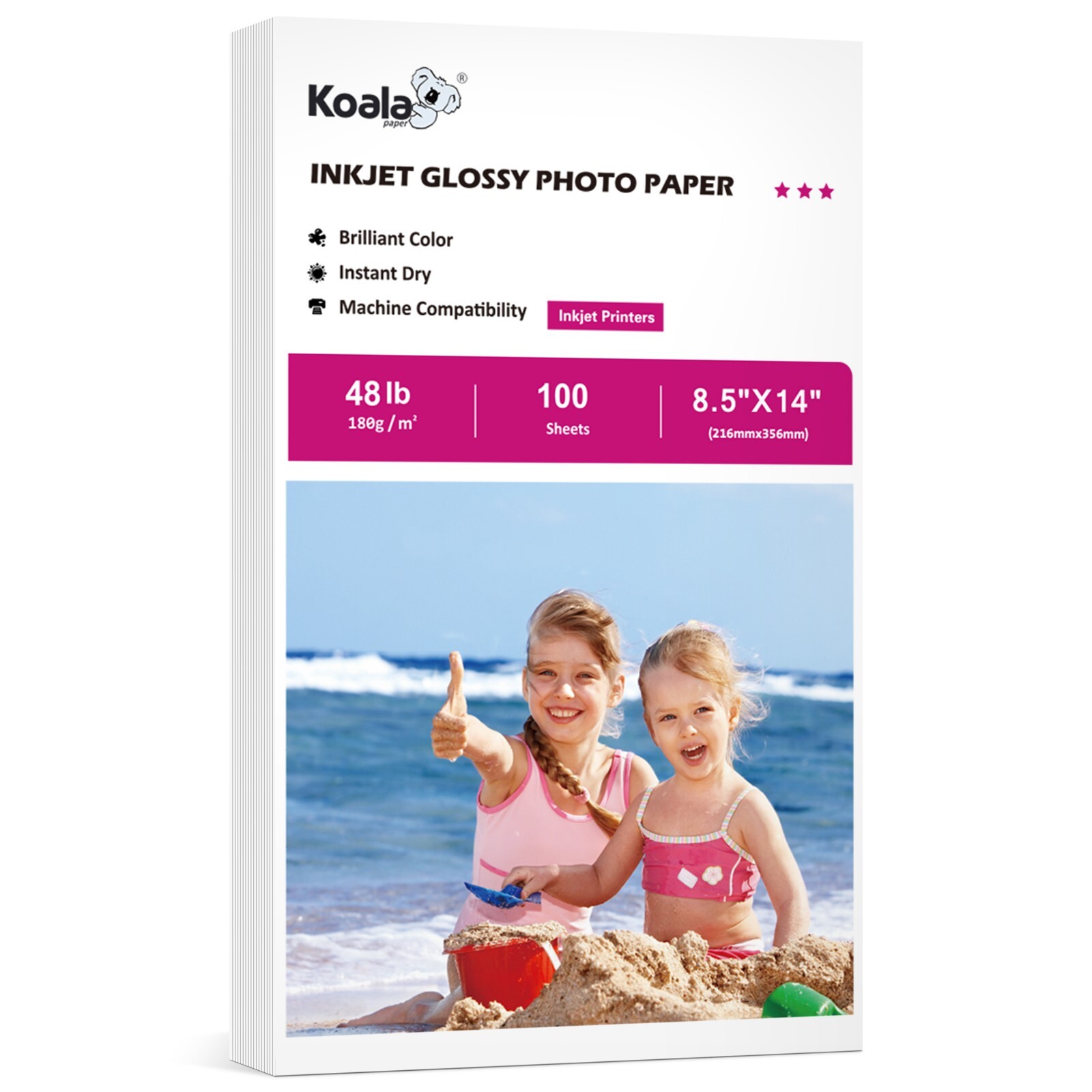 Lot Koala Premium Glossy Photo Paper 8.5×14 Legal Size 48lb Inkjet Printer 10Mil