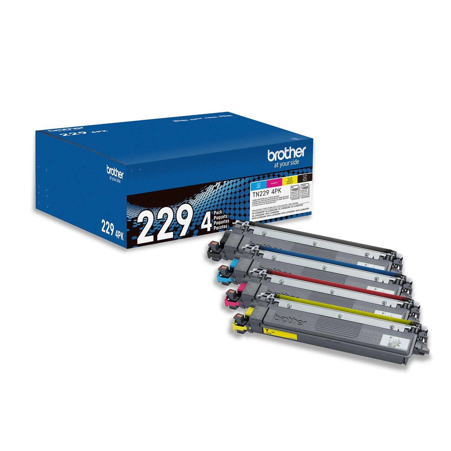 Brother Genuine TN2294PK 4-Pack Printer Toner Cartridges – Black, Cyan, Magenta