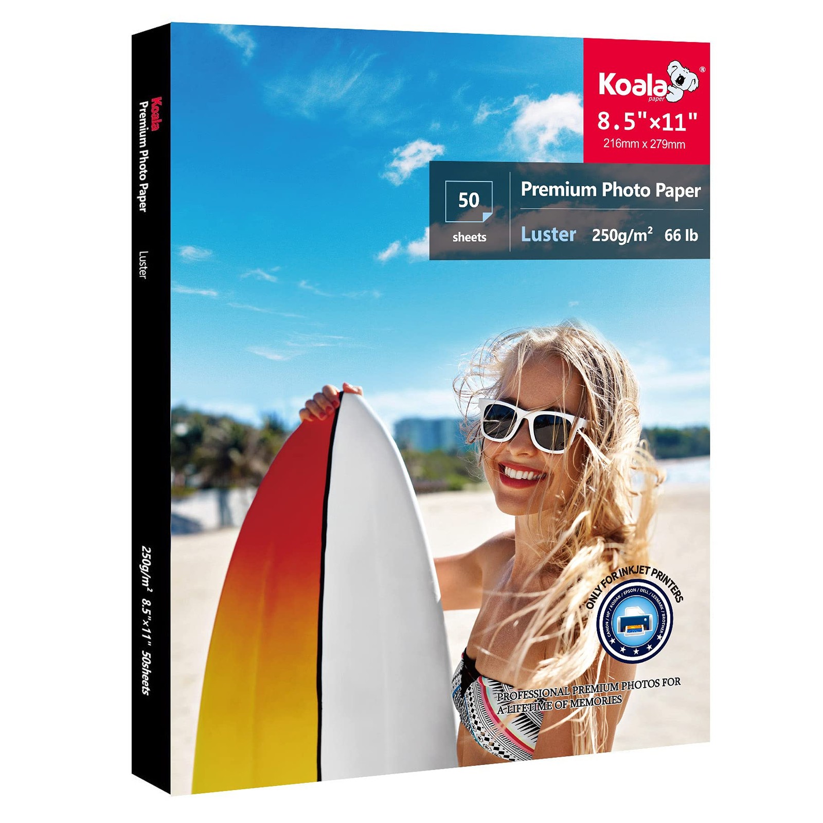 Koala Photo Paper 8.5 x 11 In Luster Photo Printer Paper for Inkjet Printer Wate