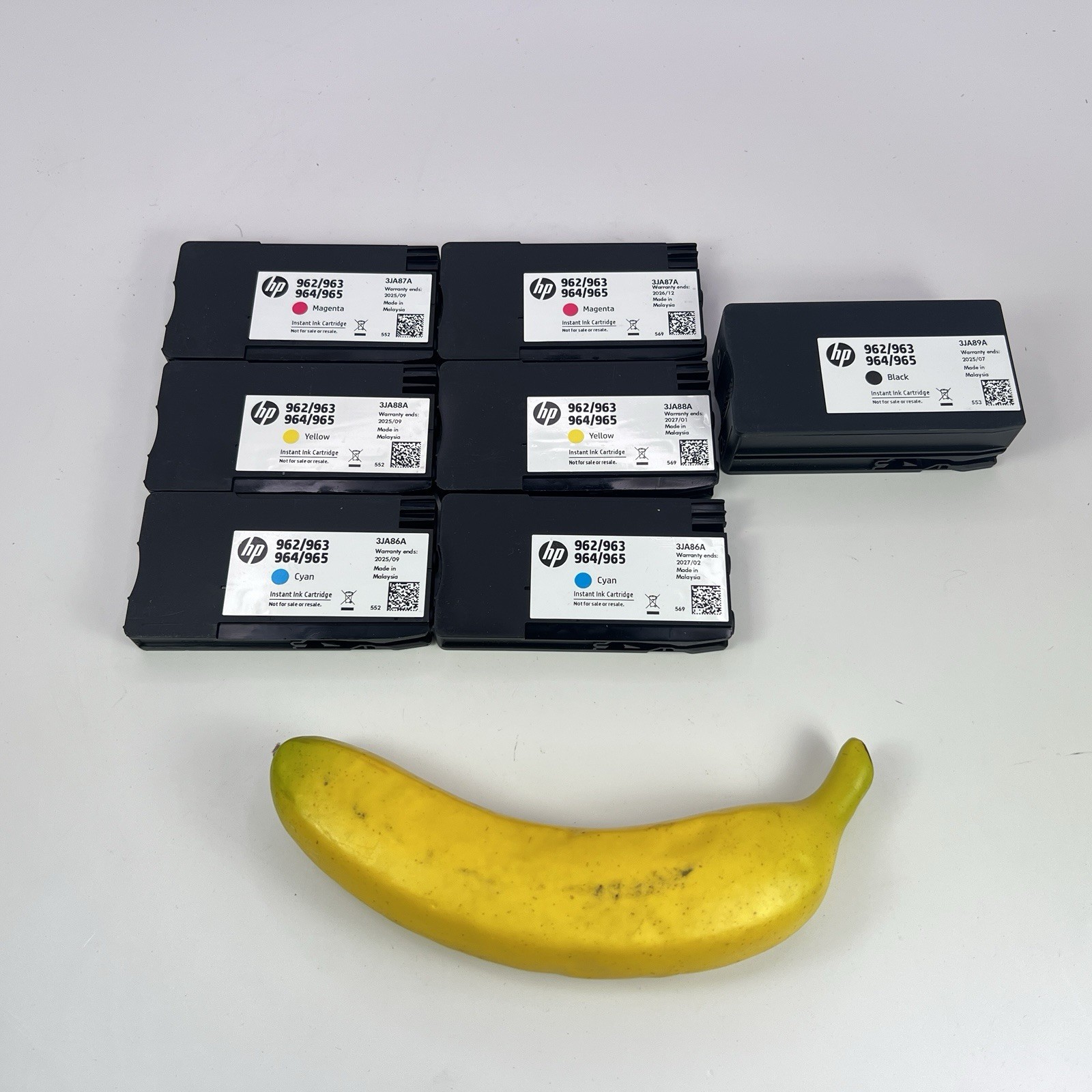 7 pack Genuine HP 962 ink cartridges-B/C/M/Y- Compatible with HP 963, 964, 965.