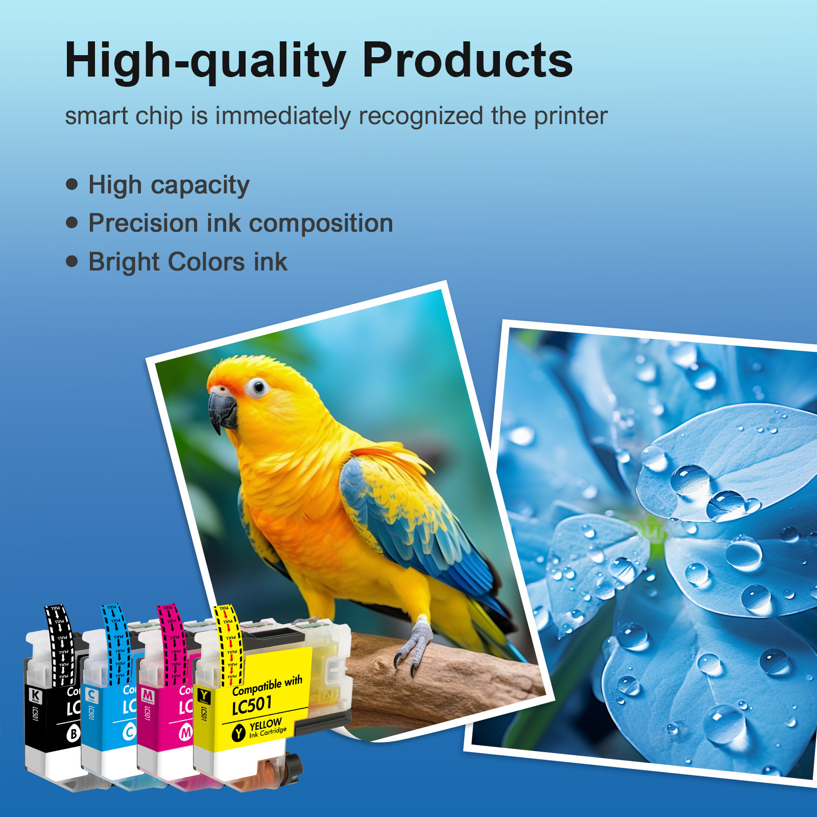 4pk LC501 Ink Cartridges Compatible for Bro MFC-J1260DW MFC-J1360DW MFC-J1410DW