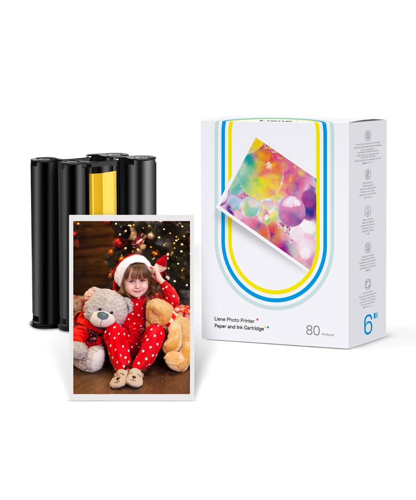 Liene Amber M100/M200/M110/M210 4×6″ Photo Printer 80 Sheets Photo Paper & 2 Ink