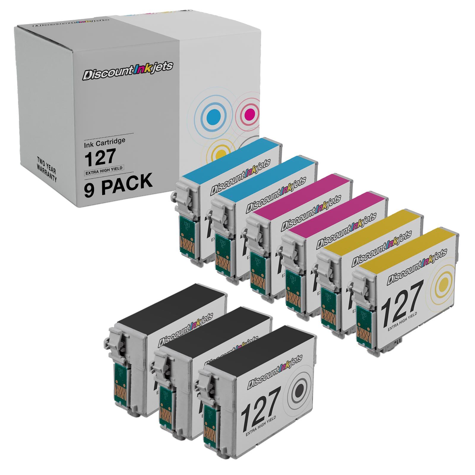 Ink Cartridges for Epson 127 EHY (3 Black, 2 Cyan, 2 Magenta, 2 Yellow)