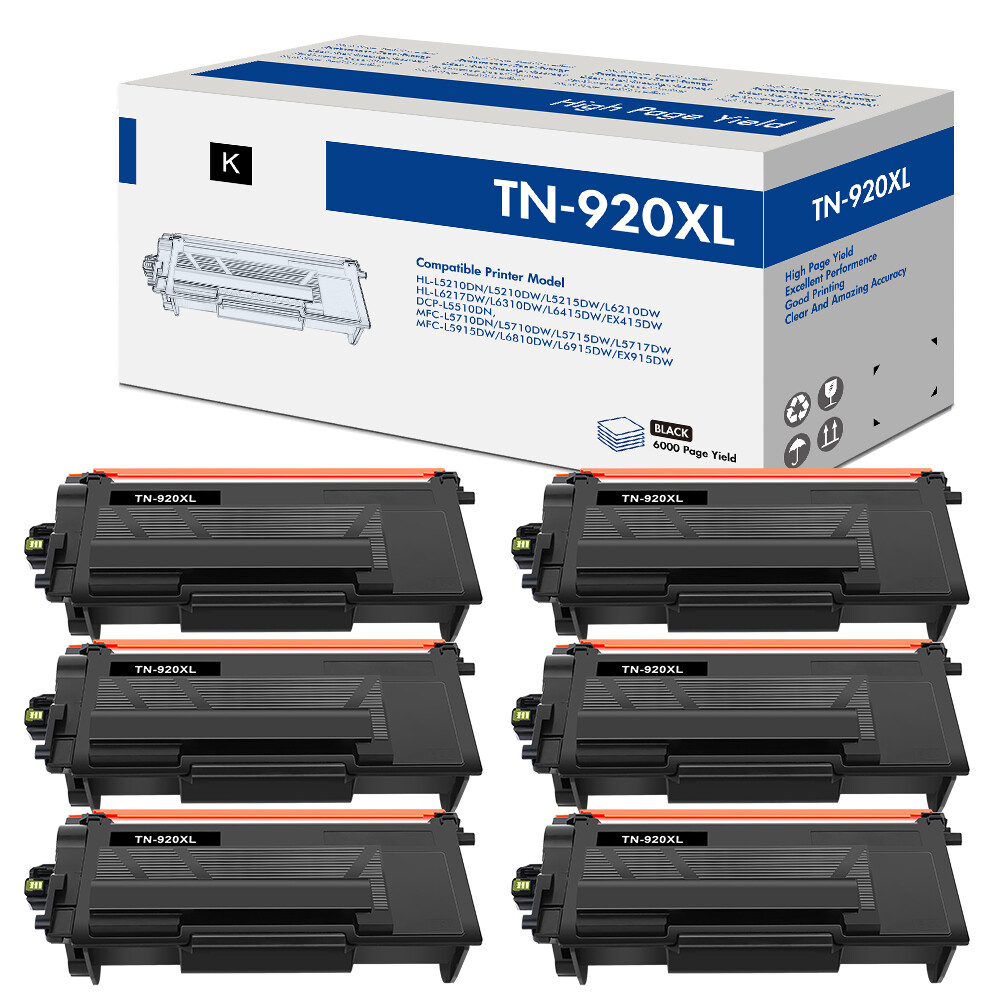 6PK TN 920 Compatible With Brother TN920XL Toner HL-L6210DW MFC-L6810DW L6915DW