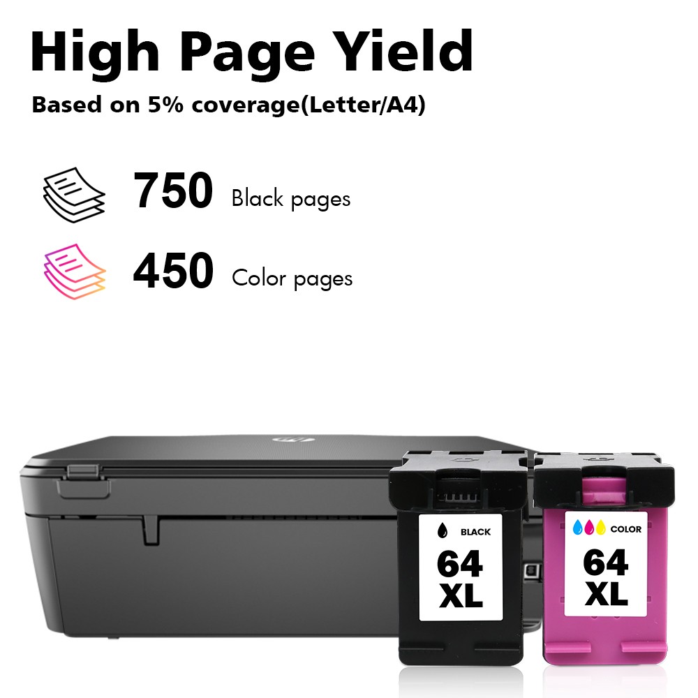 64XL Ink Cartridge for HP 64 XL Envy Inspire 7255e 7258e 7950e 7955e 7958e LOT