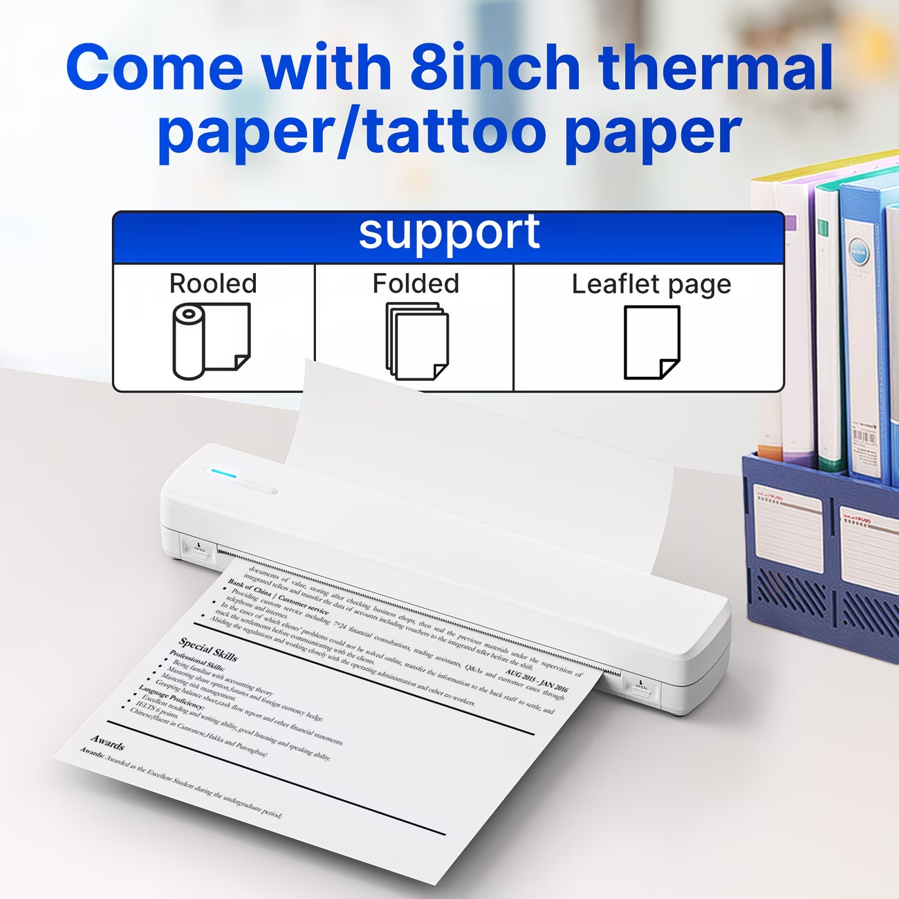 Portable Printer Wireless For Travel, Thermal Printer Inkless, Small Compact Pri